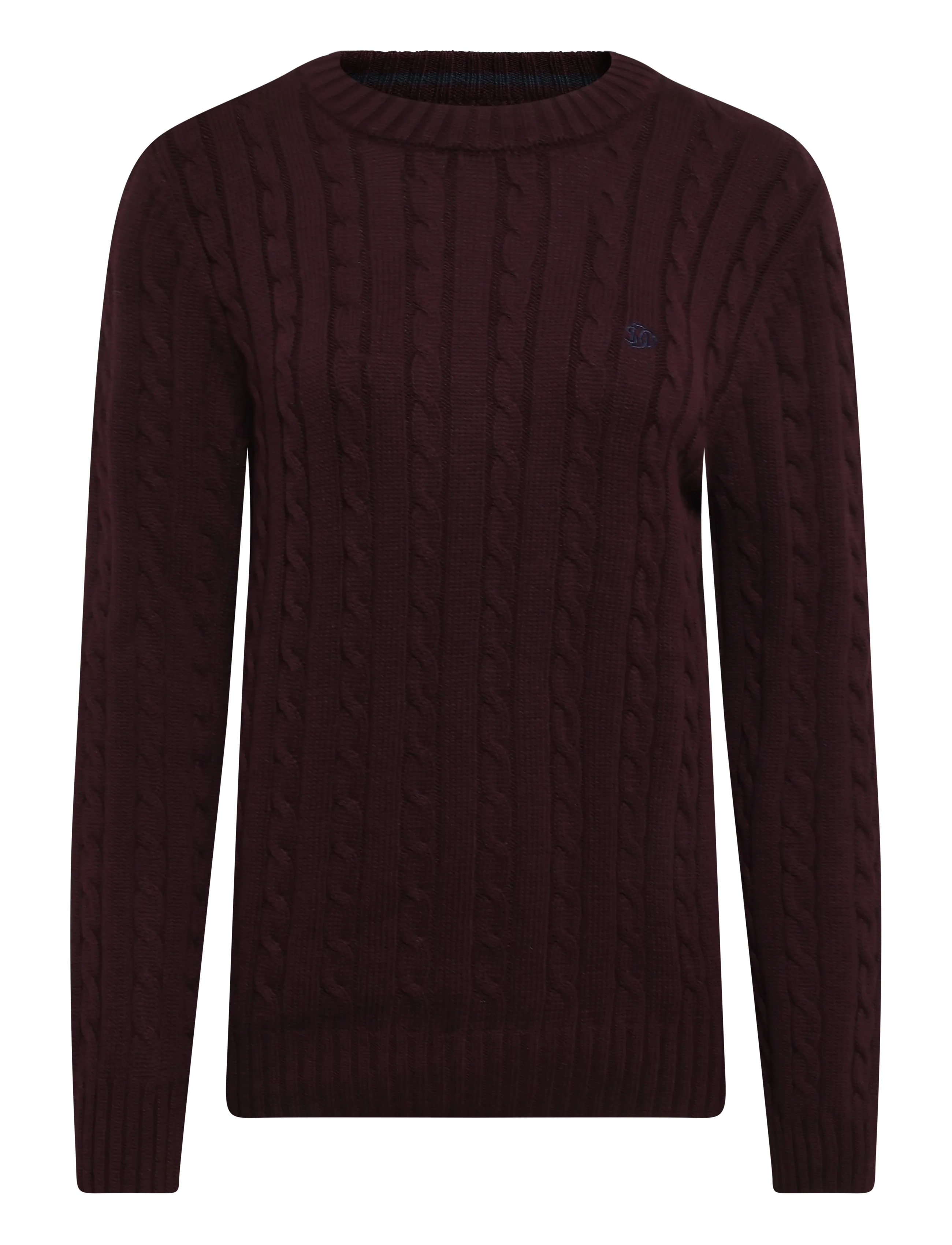 Superdry COTTON CABLE KNIT CREW - Round Necks - WINTER PORT / burgundy