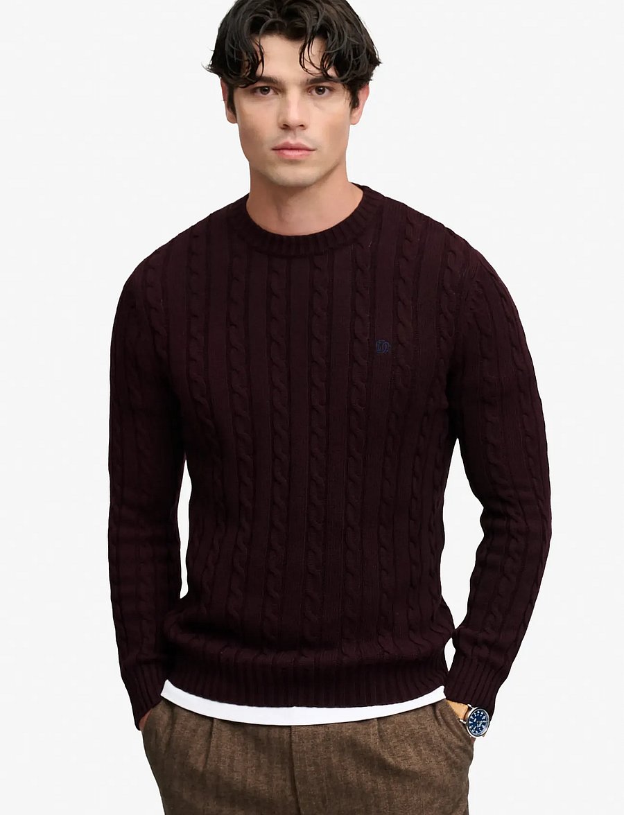 Superdry - COTTON CABLE KNIT CREW - Ümara kaelusega - winter port - 0