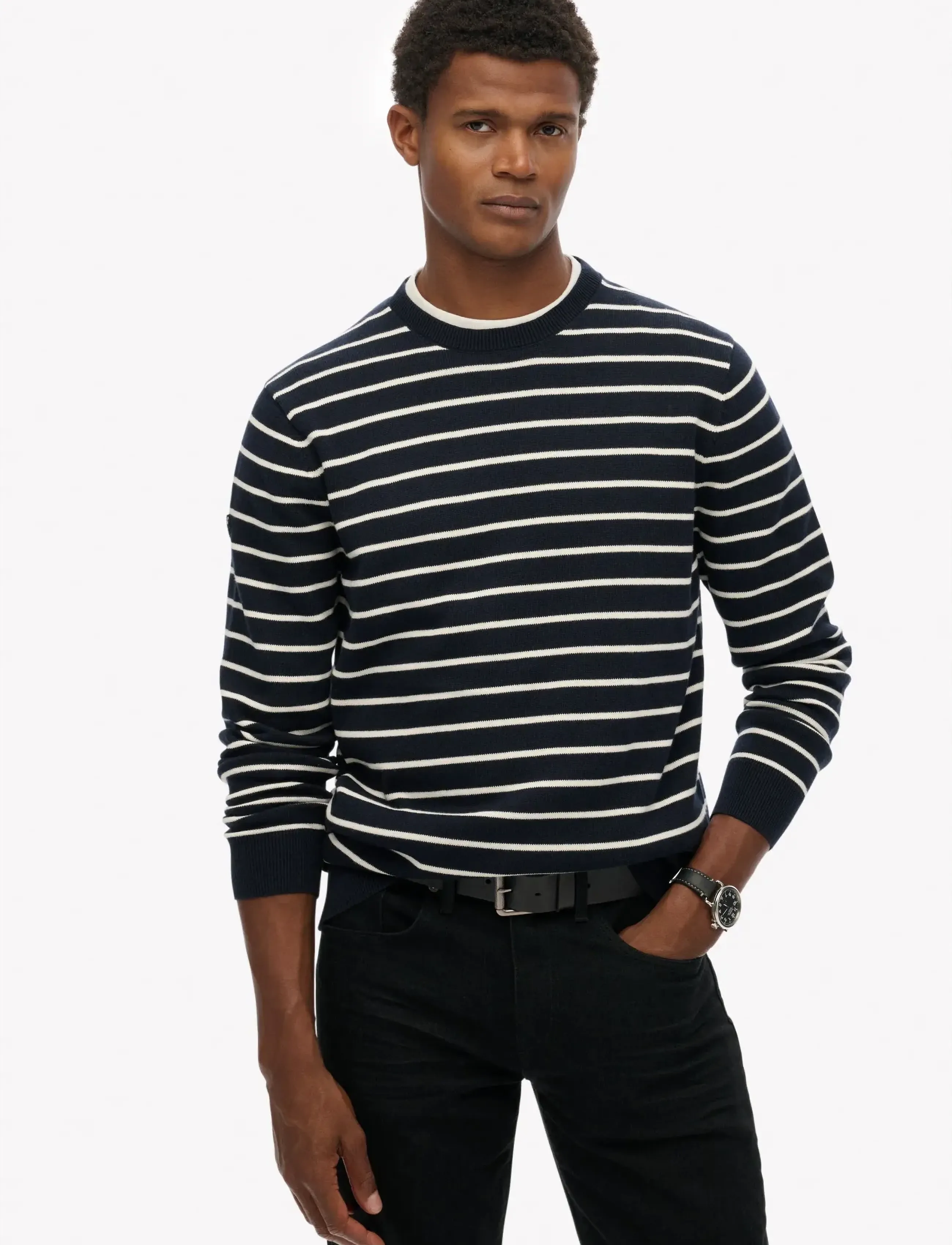 Superdry MERCHANT BRETON JUMPER - Looks for less - NAVY BRETON STRIPE / navy