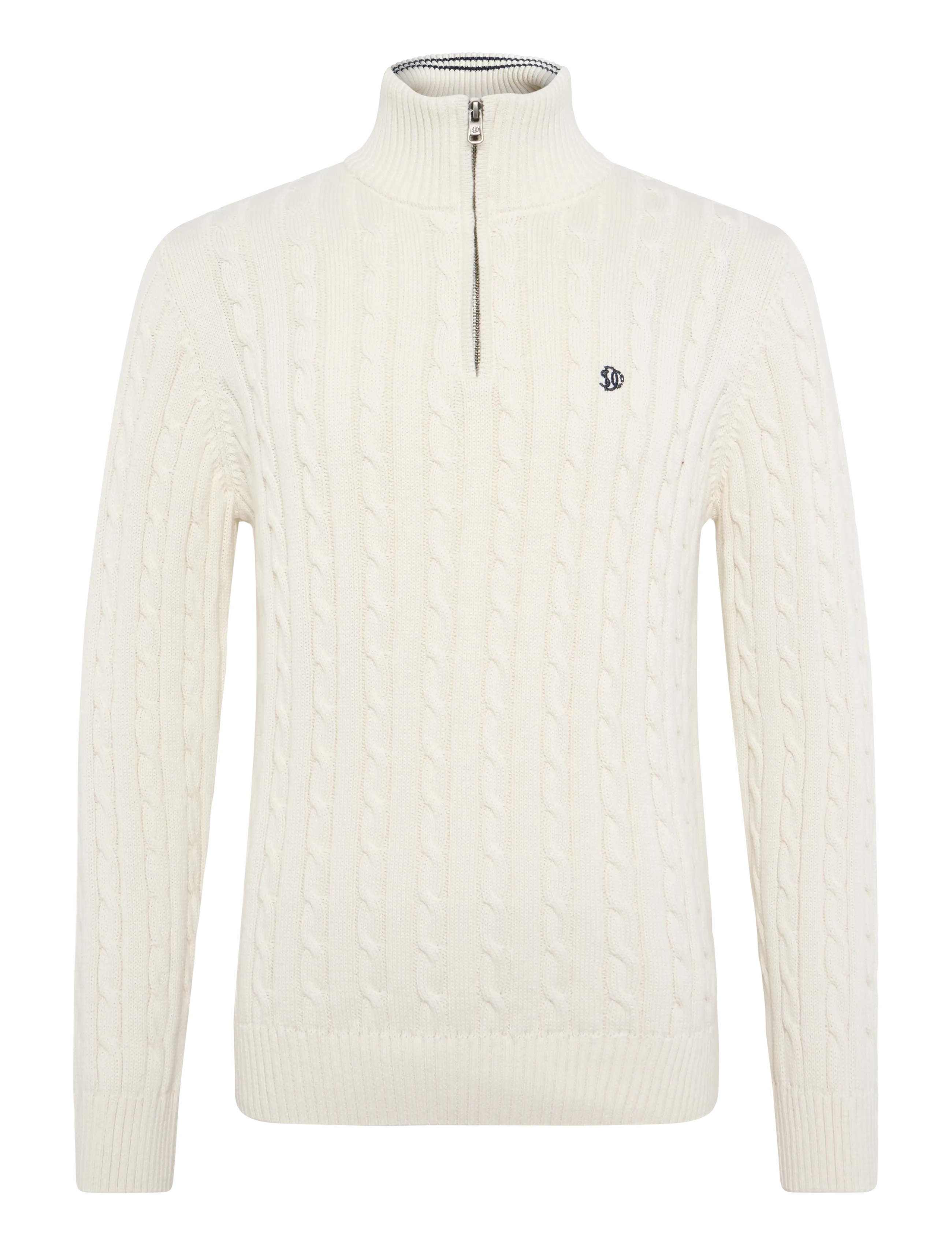 Superdry PREPPY COTTON CABLE HALF ZIP - Clothing - CREAM / cream