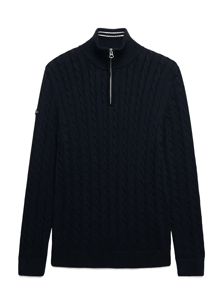 Superdry - PREPPY COTTON CABLE HALF ZIP - pullover mit halbem reißverschluss - navy - 1