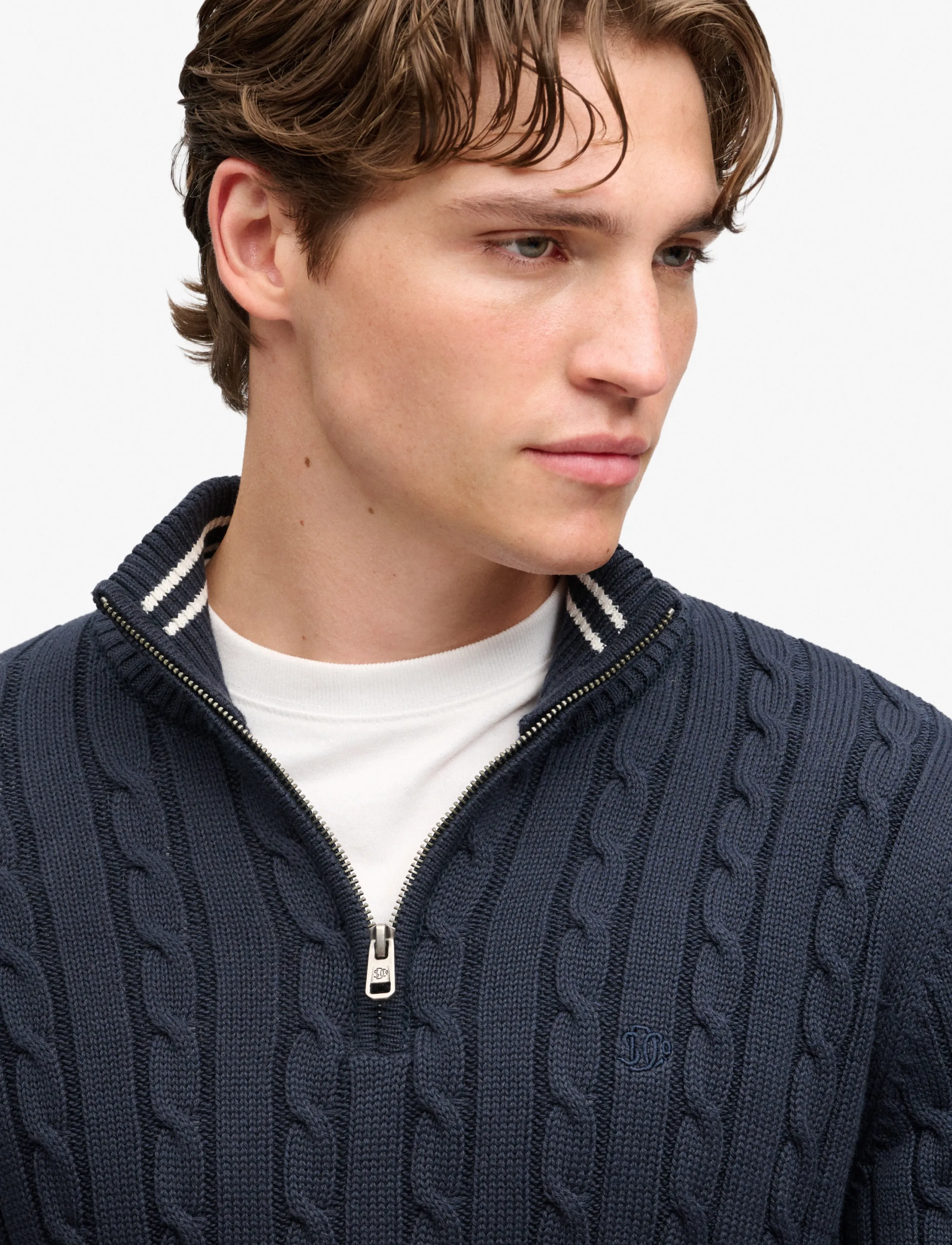 Superdry - PREPPY COTTON CABLE HALF ZIP - pullover mit halbem reißverschluss - navy - 3