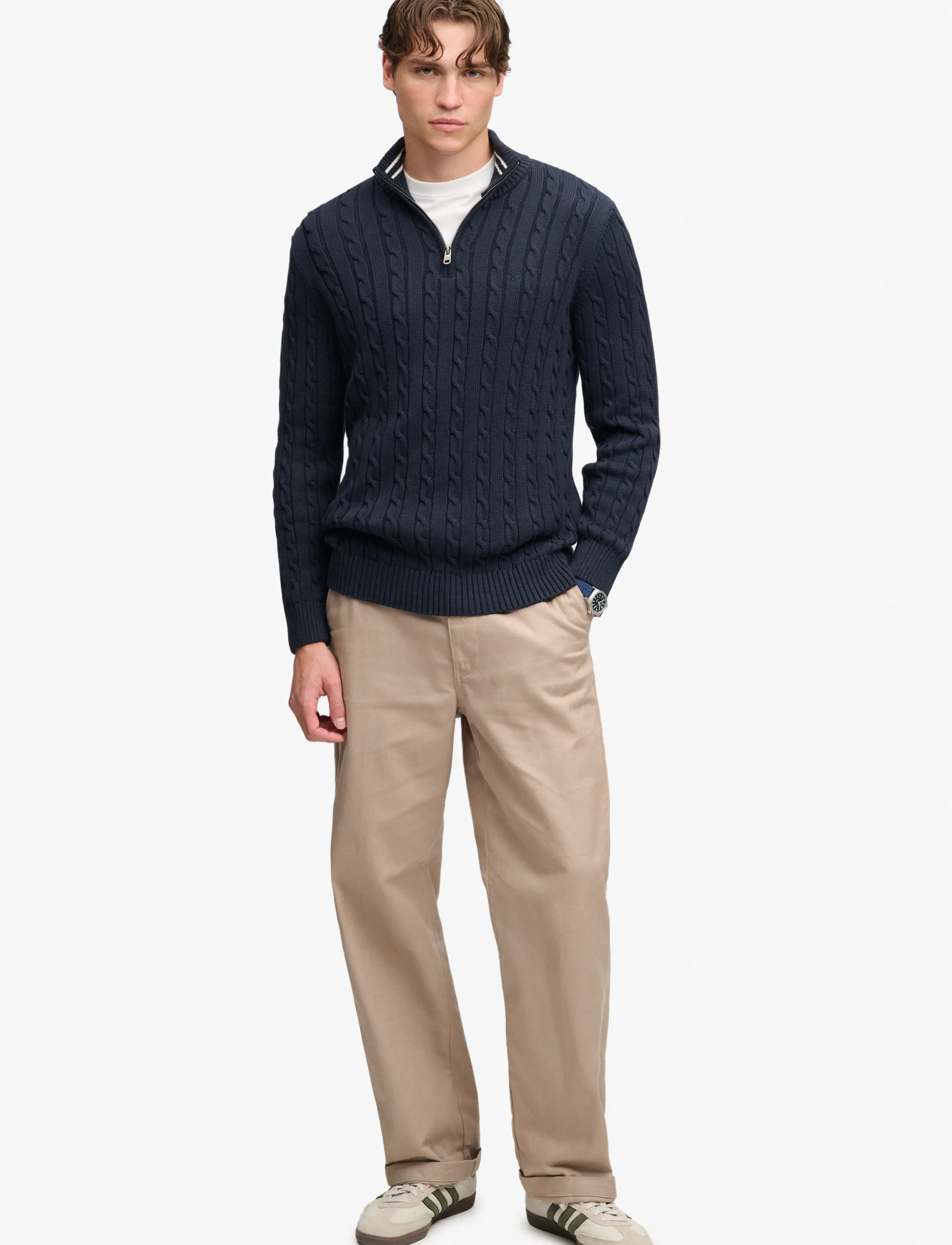 Superdry - PREPPY COTTON CABLE HALF ZIP - pullover mit halbem reißverschluss - navy - 5