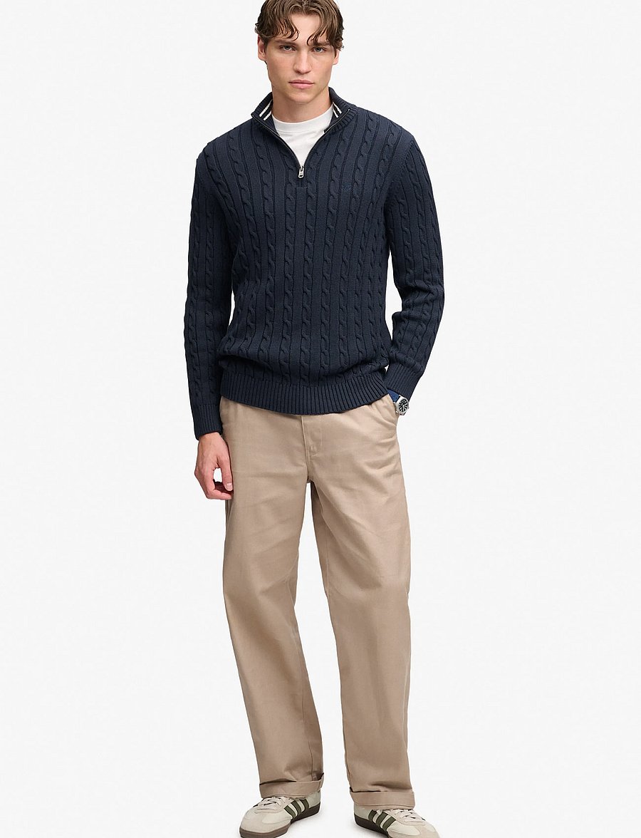 Superdry - PREPPY COTTON CABLE HALF ZIP - pullover mit halbem reißverschluss - navy - 5