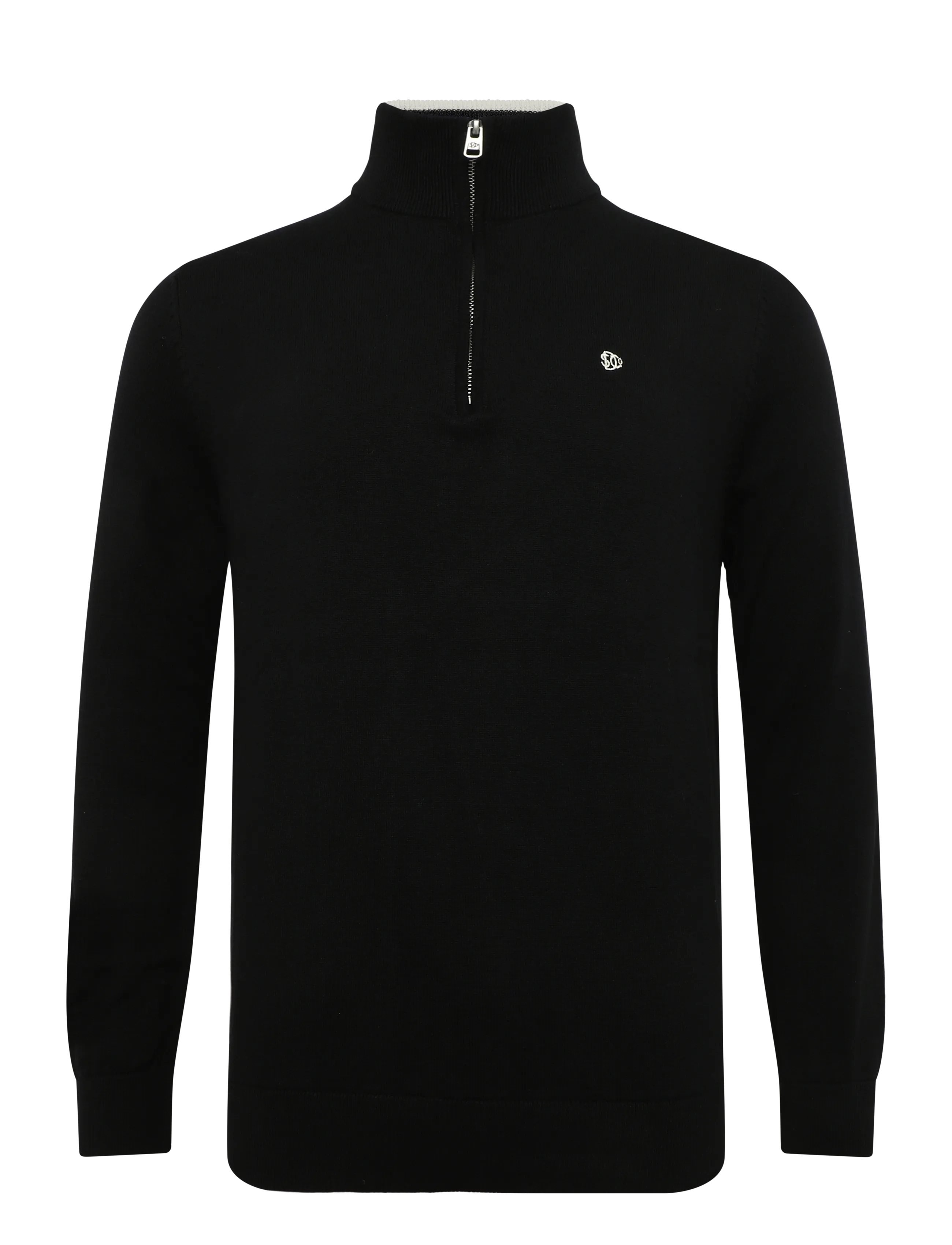 Superdry PREP ESSENTIAL COTTON HALF ZIP - Riided - BLACK / black