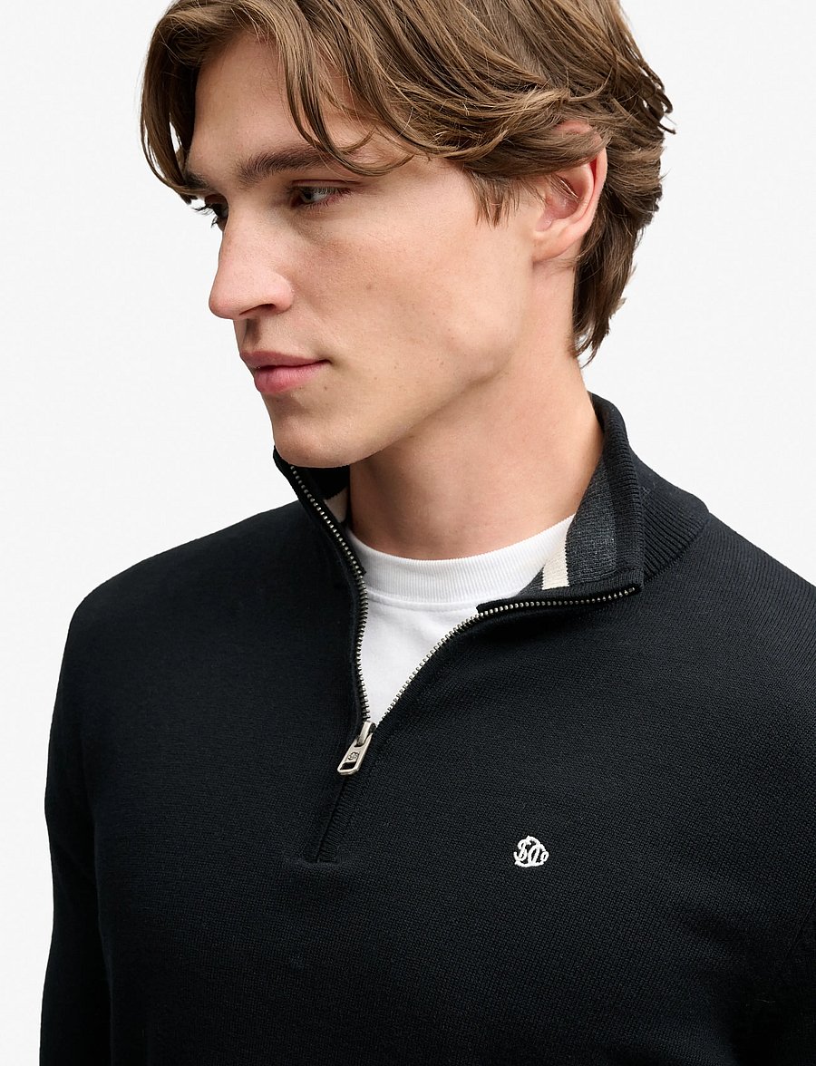 Superdry - PREP ESSENTIAL COTTON HALF ZIP - half zip jumpers - black - 3