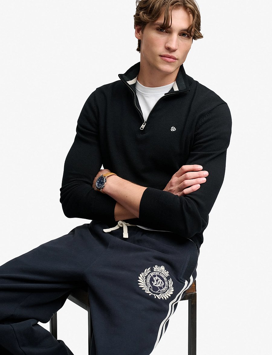 Superdry - PREP ESSENTIAL COTTON HALF ZIP - half zip jumpers - black - 4