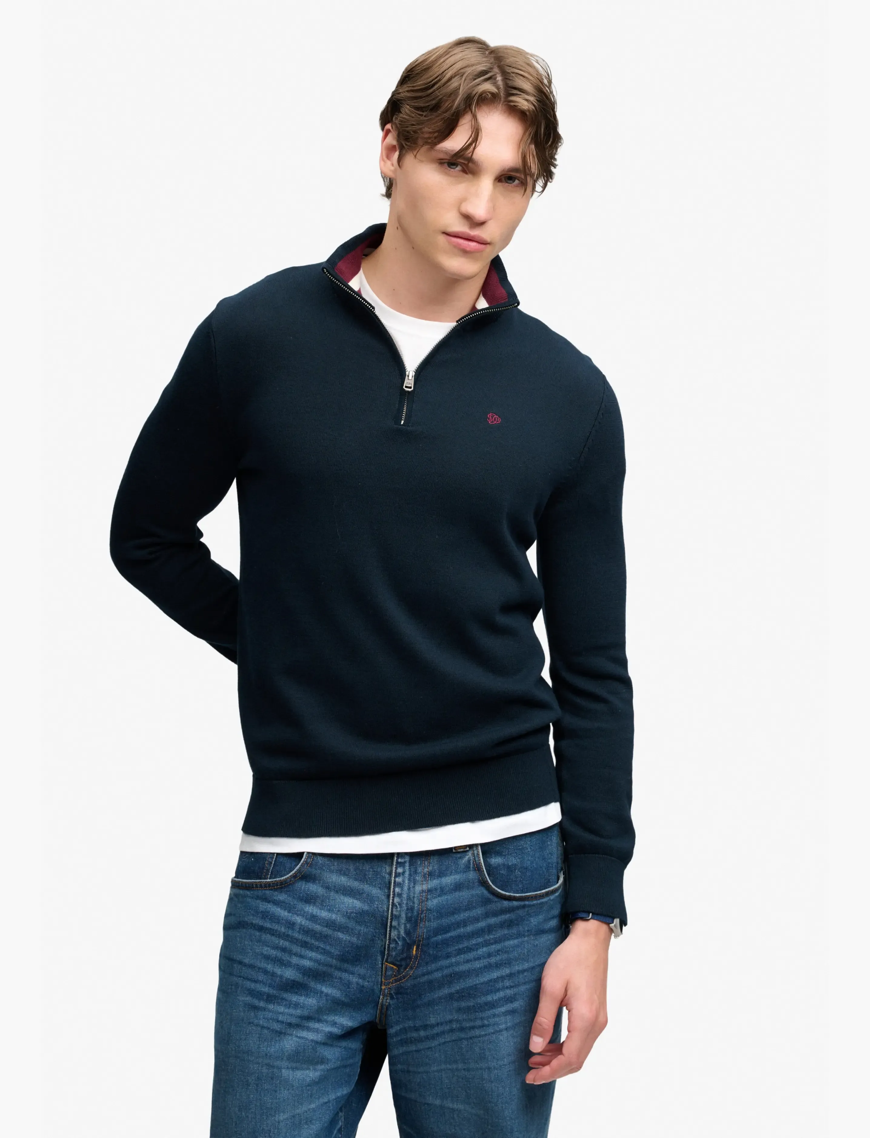 Superdry PREP ESSENTIAL COTTON HALF ZIP - Herbstgarderobe - ECLIPSE NAVY / navy