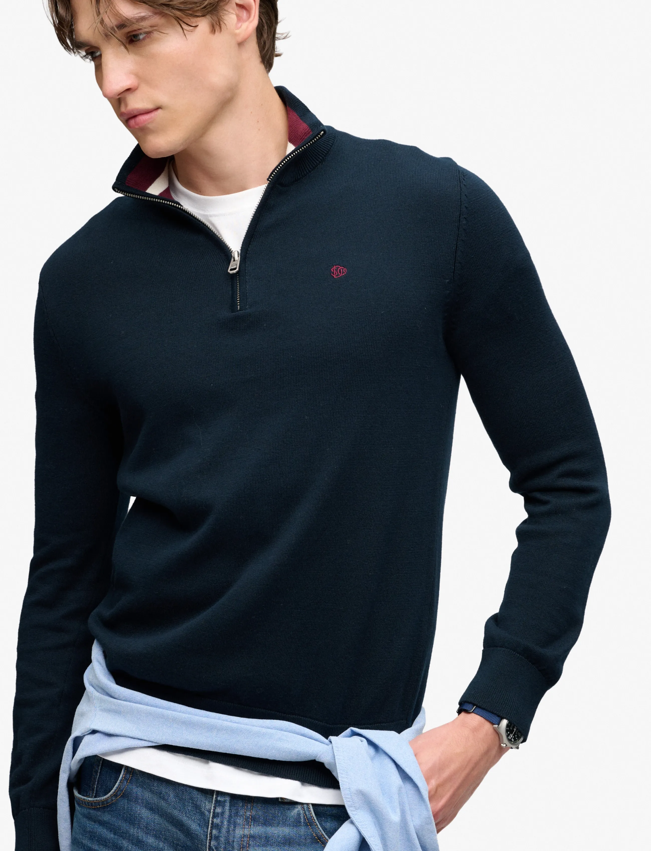 Superdry - PREP ESSENTIAL COTTON HALF ZIP - pullover mit halbem reißverschluss - eclipse navy - 5