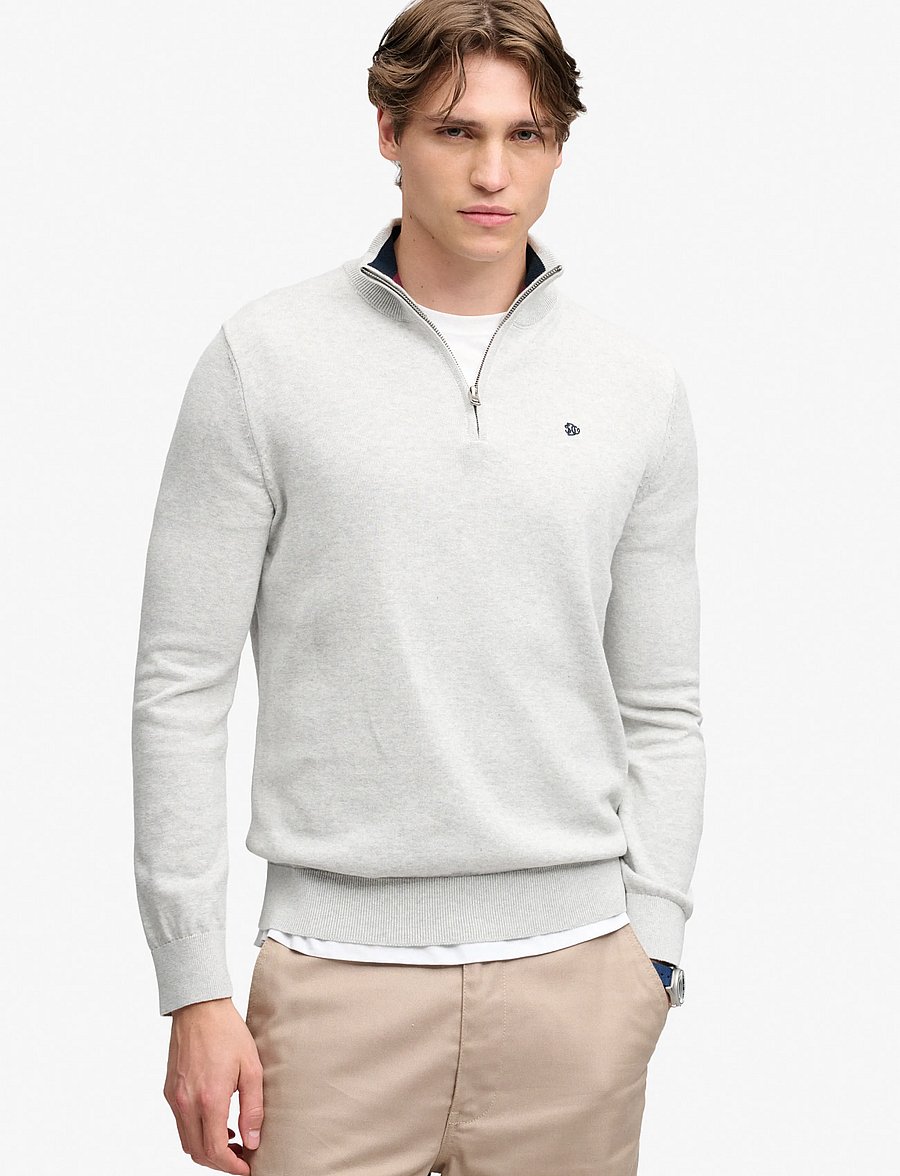 Superdry - PREP ESSENTIAL COTTON HALF ZIP - halfzip strik - lightning grey marl - 0