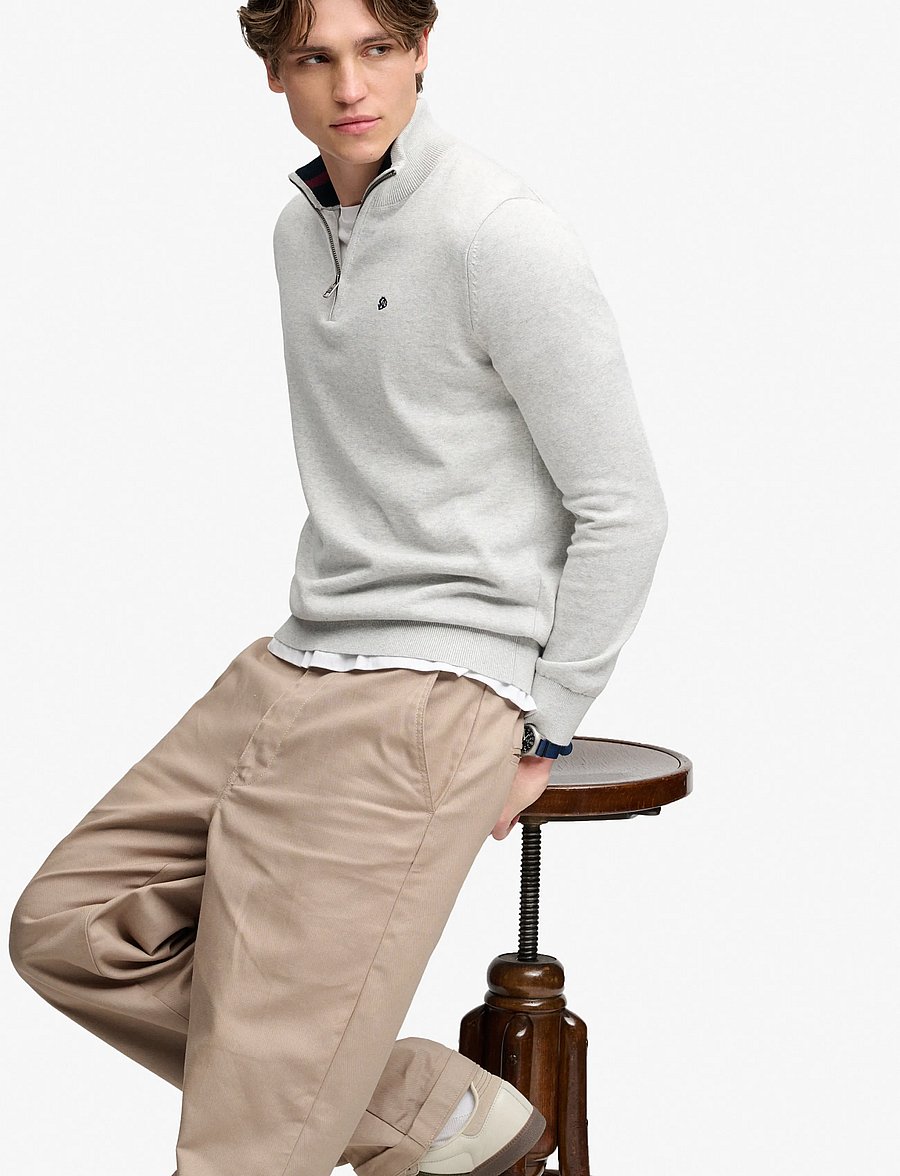 Superdry - PREP ESSENTIAL COTTON HALF ZIP - halfzip strik - lightning grey marl - 5