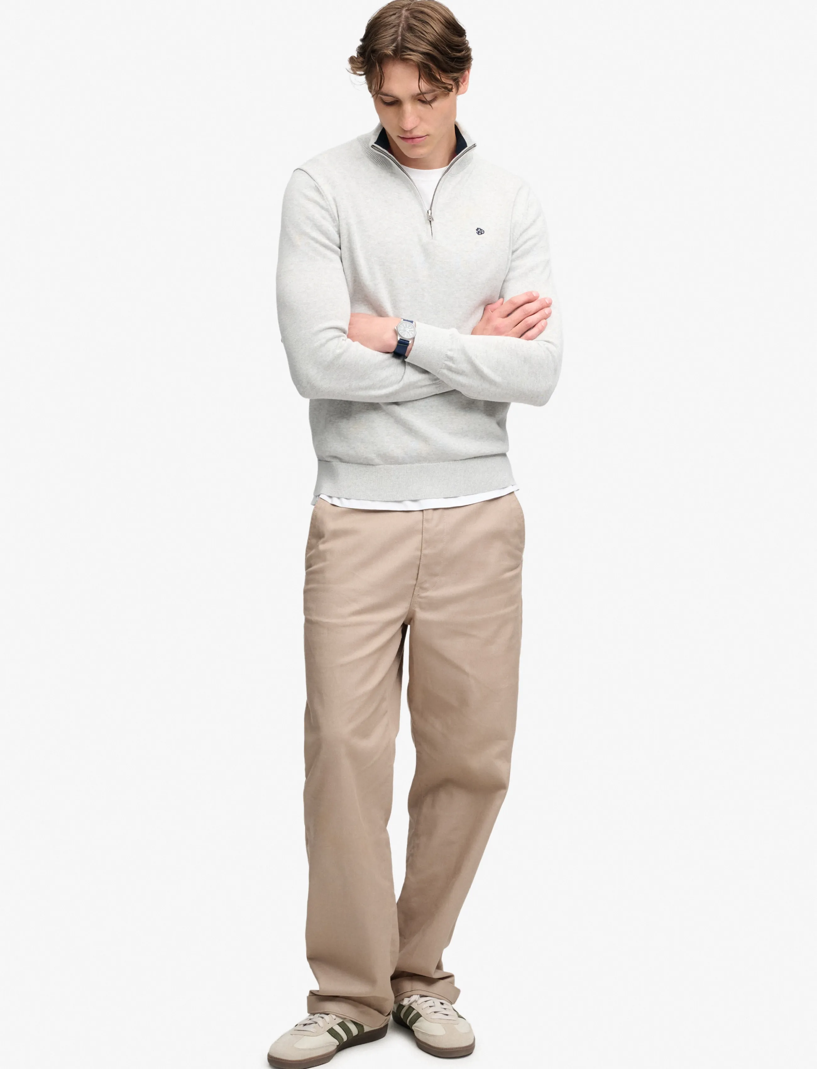 Superdry Prep Essential Cotton Half Zip stickade tröjor herr – bild 5