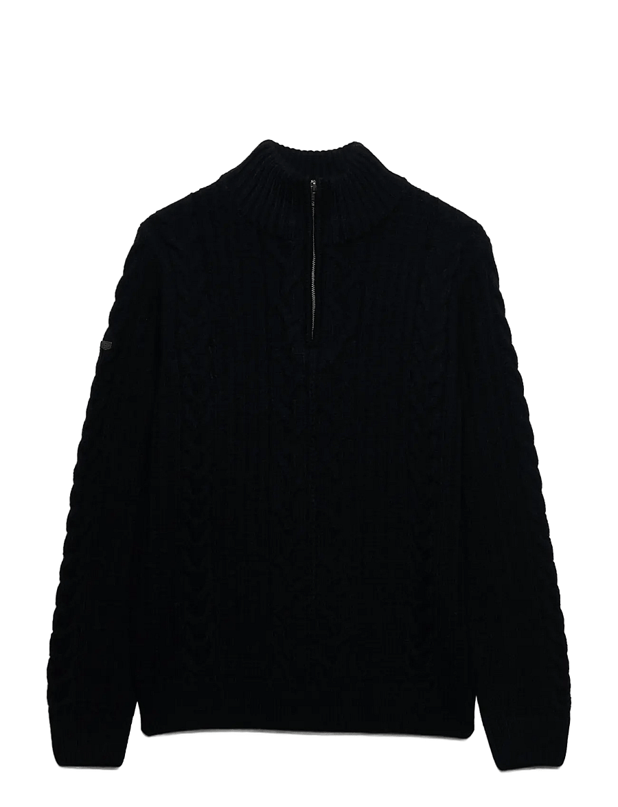 Superdry - JACOB CABLE HALF ZIP KNIT - pullover mit halbem reißverschluss - eclipse navy - 1
