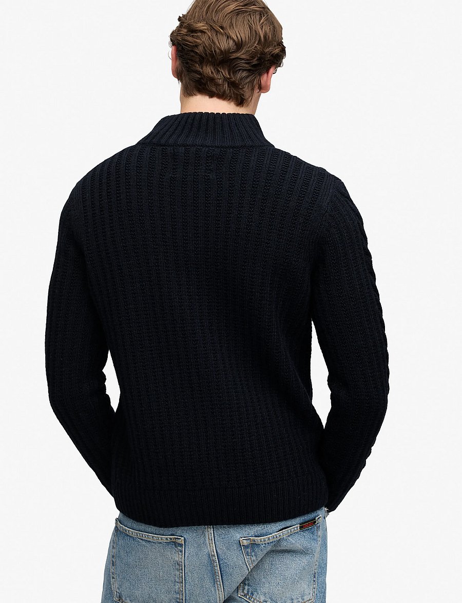 Superdry - JACOB CABLE HALF ZIP KNIT - pullover mit halbem reißverschluss - eclipse navy - 3