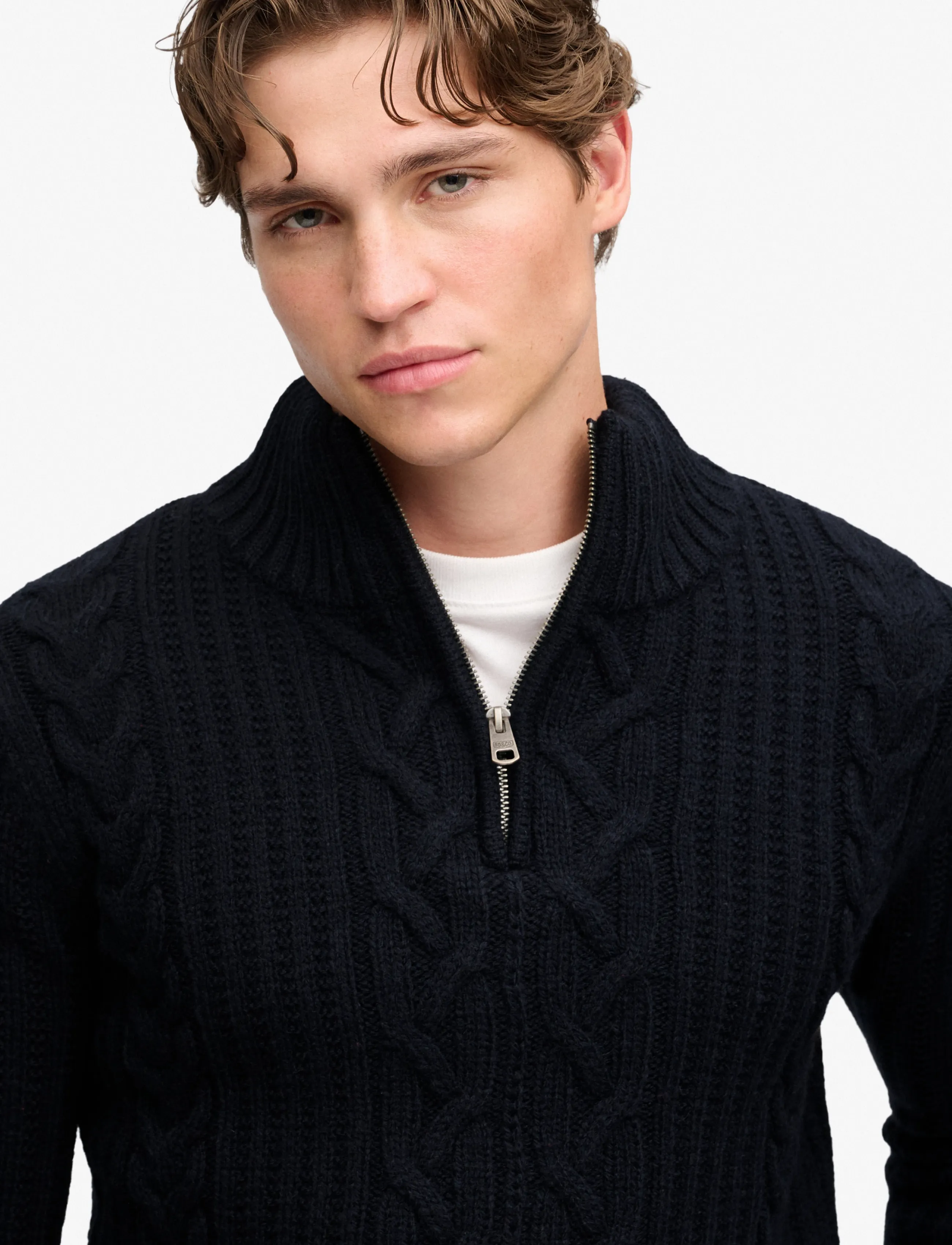 Superdry - JACOB CABLE HALF ZIP KNIT - pullover mit halbem reißverschluss - eclipse navy - 4