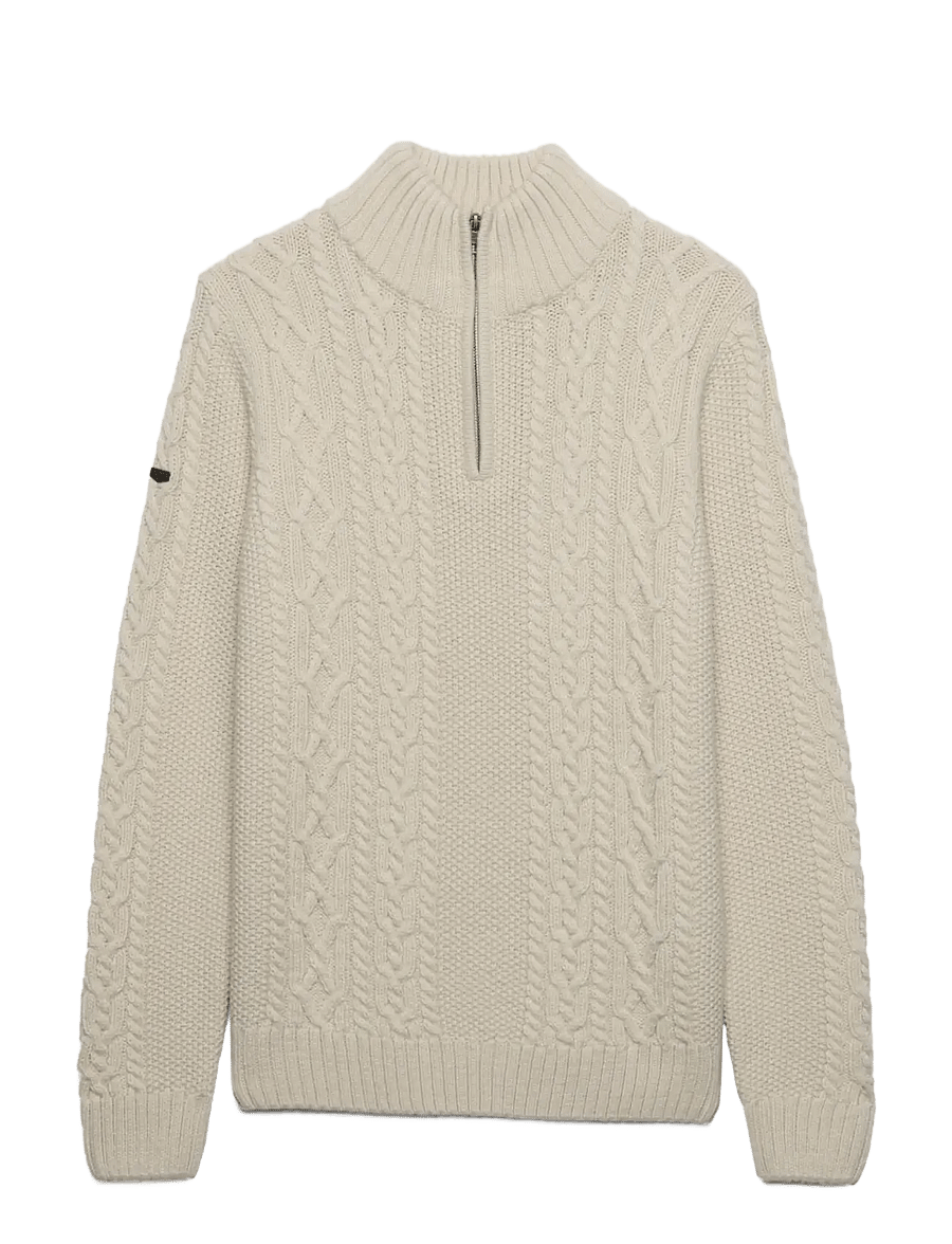 Superdry - JACOB CABLE HALF ZIP KNIT - pullover mit halbem reißverschluss - ecru - 1