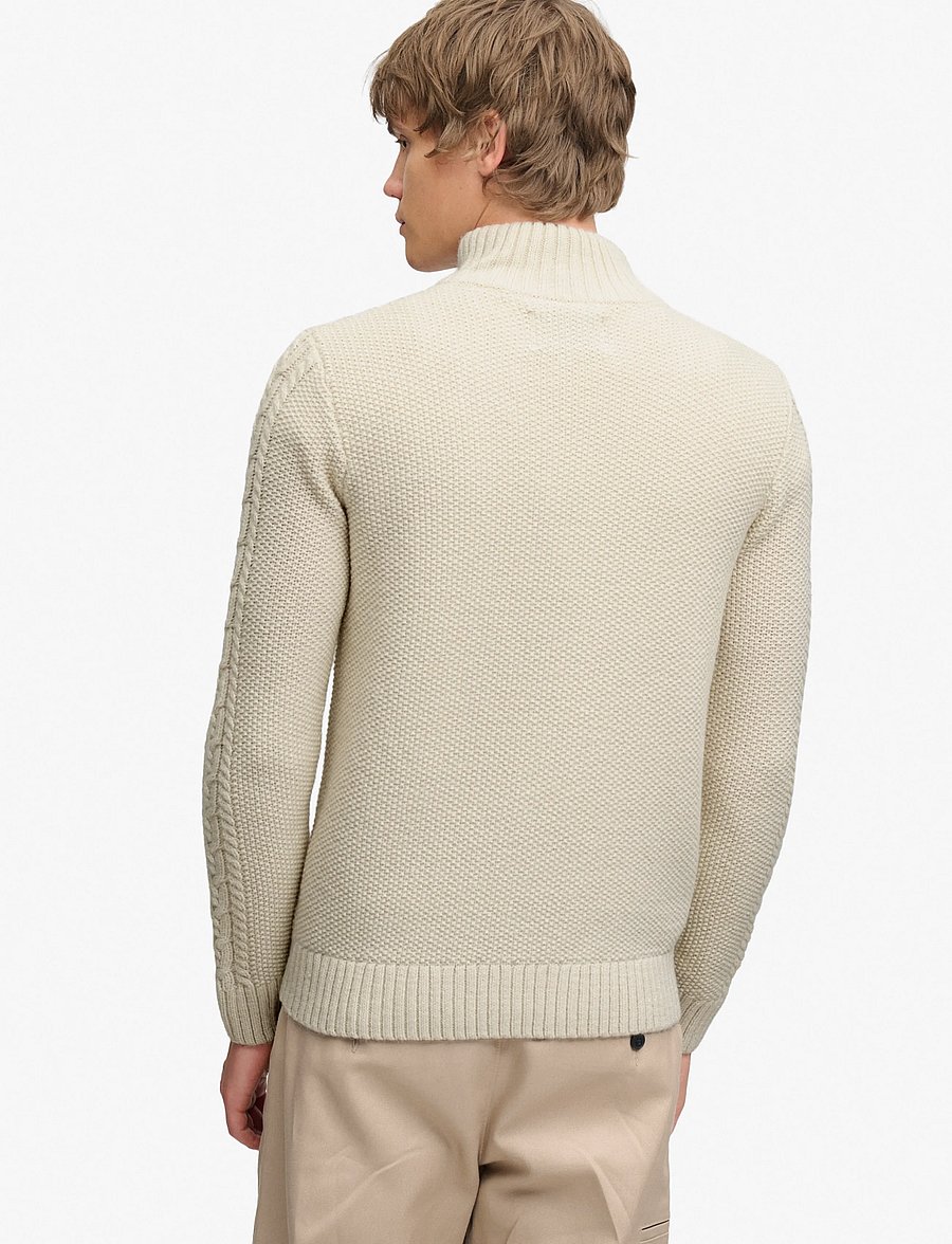 Superdry - JACOB CABLE HALF ZIP KNIT - pullover mit halbem reißverschluss - ecru - 3