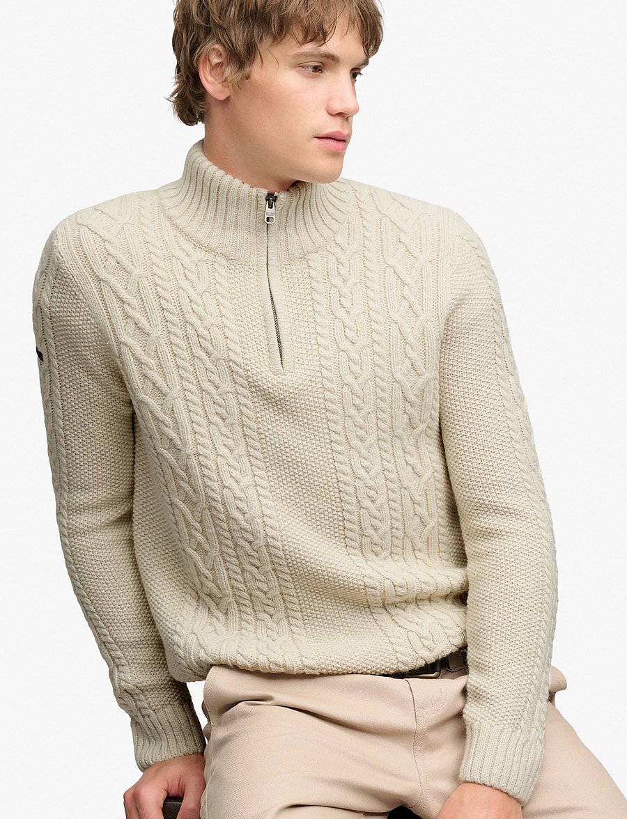 Superdry - JACOB CABLE HALF ZIP KNIT - pullover mit halbem reißverschluss - ecru - 5