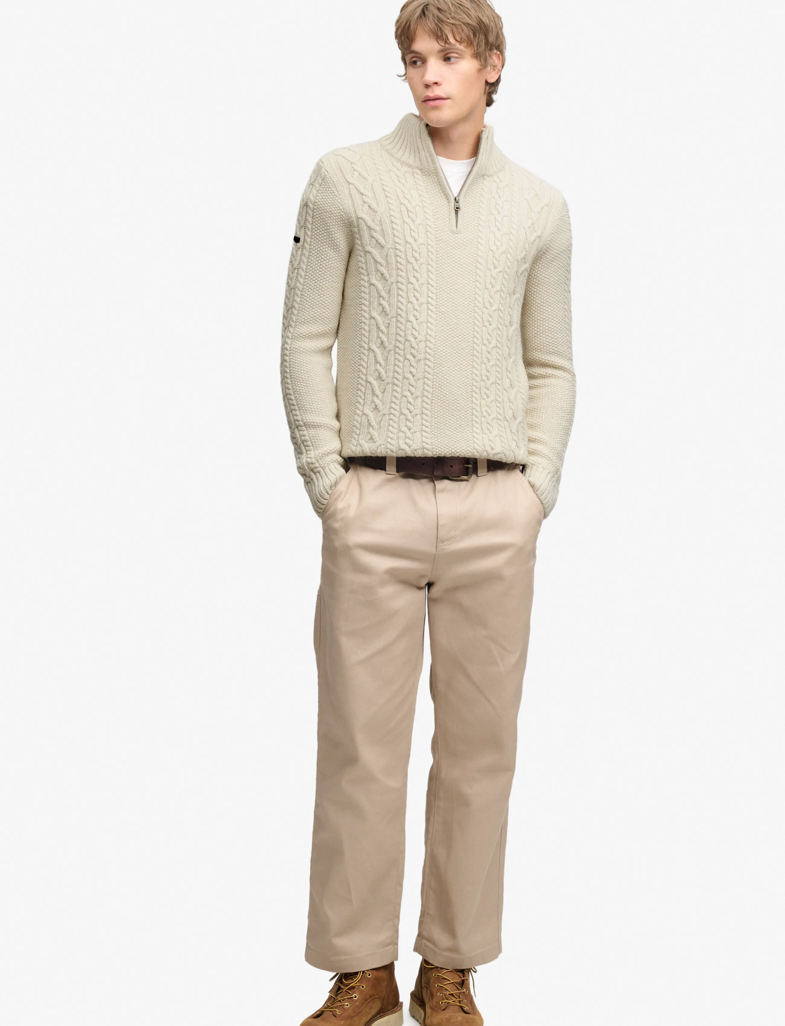 Superdry JACOB CABLE HALF ZIP KNIT stickade tröjor herr – bild 7