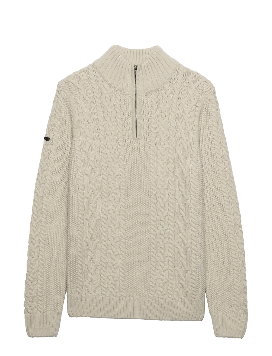 Superdry - JACOB CABLE HALF ZIP KNIT - pullover mit halbem reißverschluss - ecru - 2