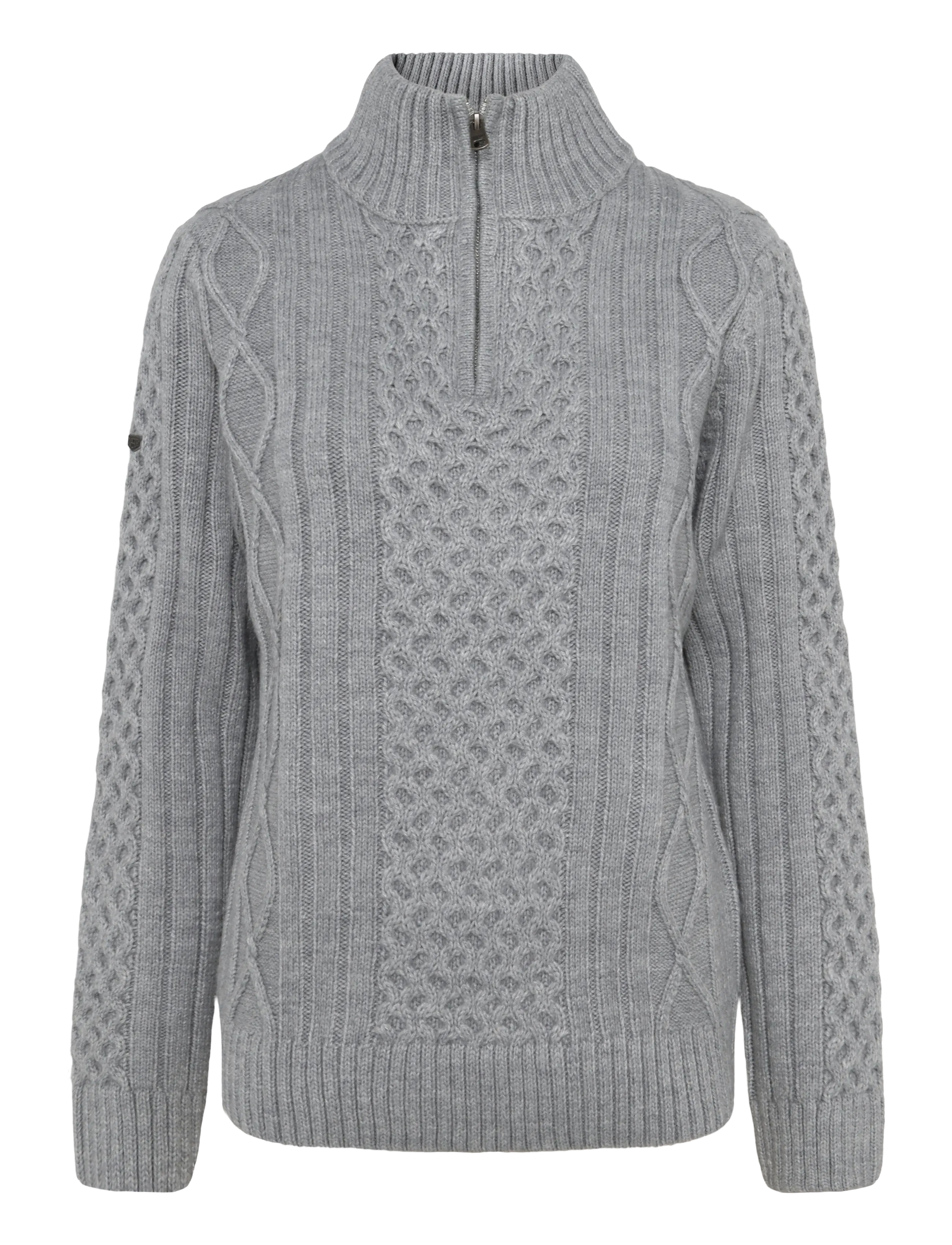 Superdry JACOB CABLE HALF ZIP KNIT - Strickmode - MID GREY / grey