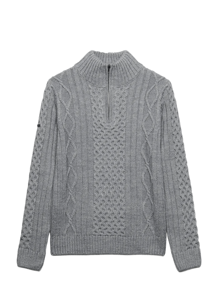 Superdry - JACOB CABLE HALF ZIP KNIT - poolpika lukuga džemprid - mid grey - 1