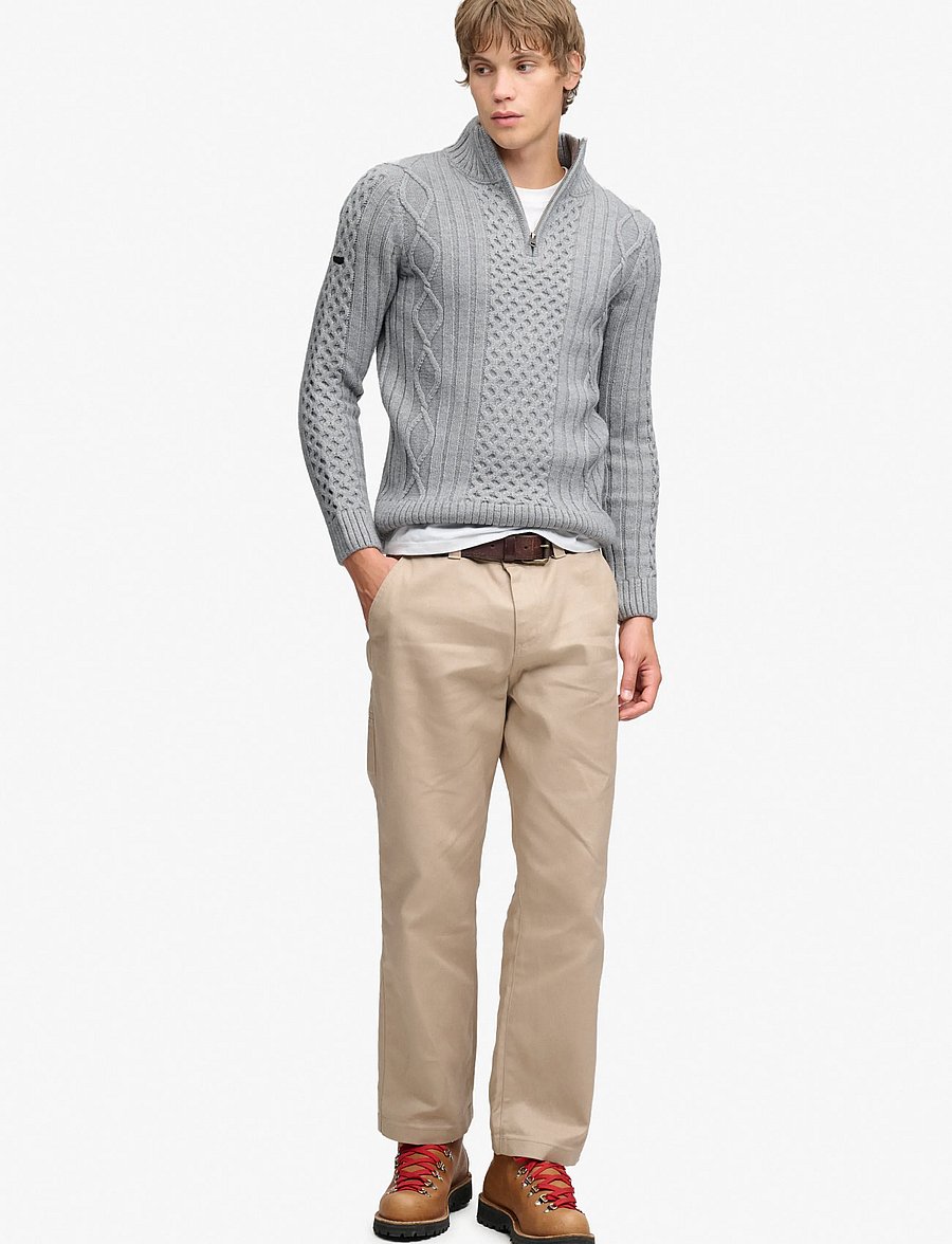 Superdry - JACOB CABLE HALF ZIP KNIT - poolpika lukuga džemprid - mid grey - 5
