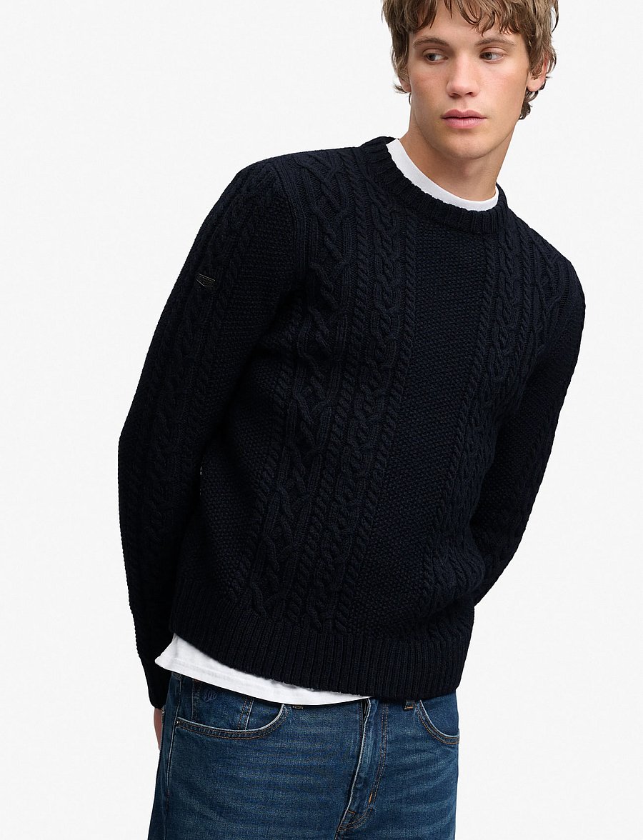 Superdry - JACOB CABLE JUMPER - Ümara kaelusega - eclipse navy - 3