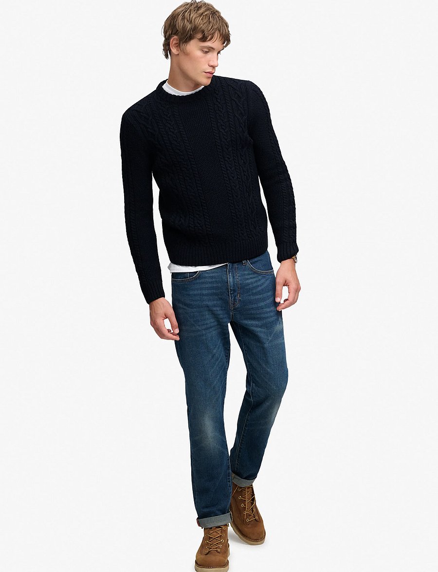 Superdry - JACOB CABLE JUMPER - Ümara kaelusega - eclipse navy - 4