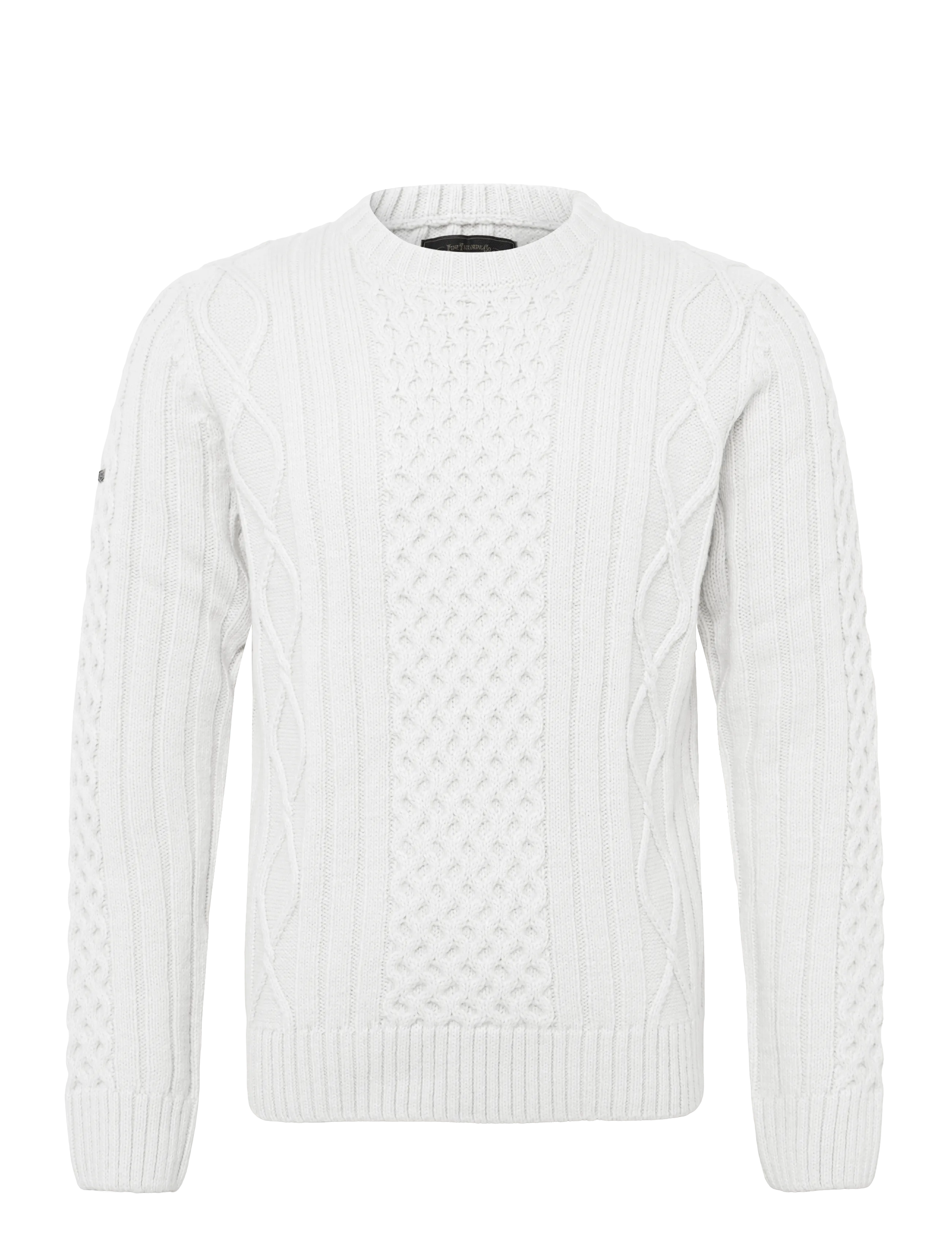 Superdry JACOB CABLE JUMPER - Stickat - ECRU / cream
