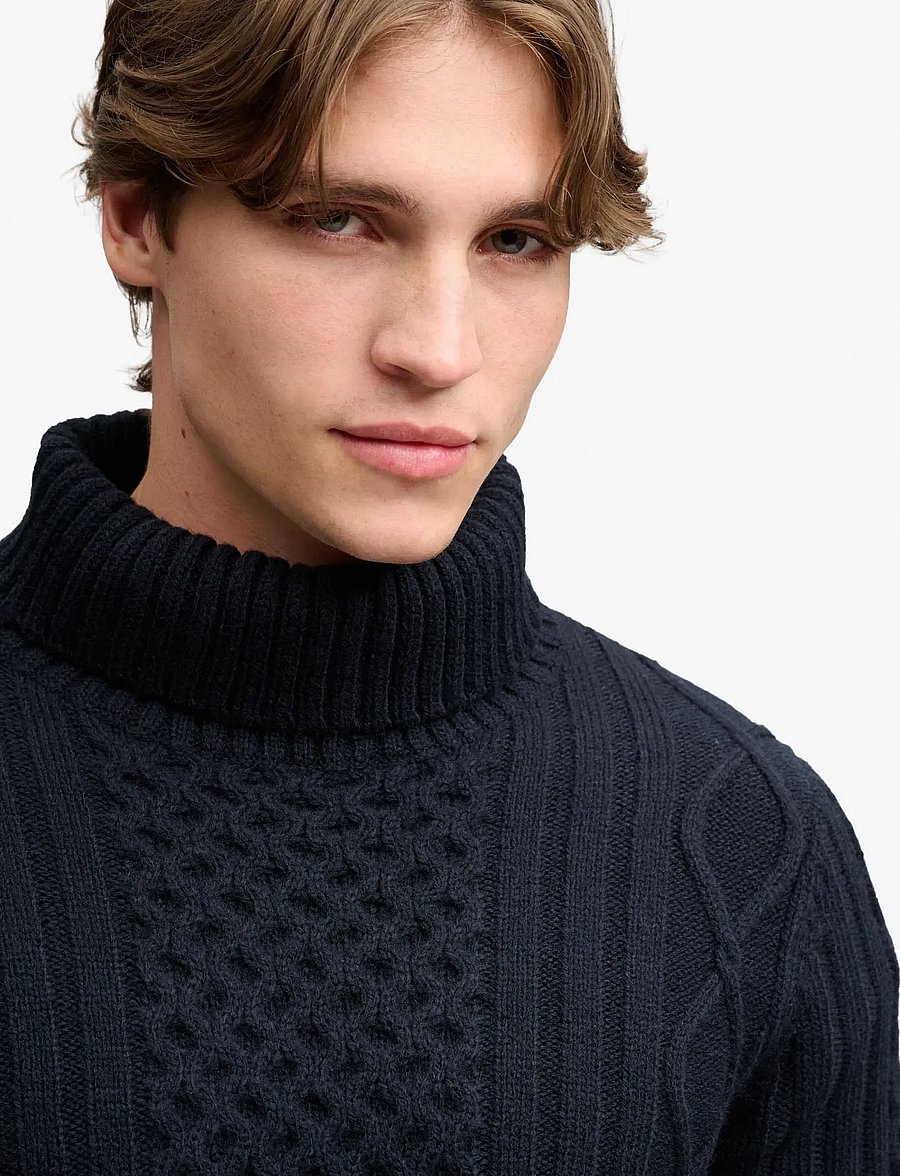 Superdry - JACOB CABLE ROLL NECK JUMPER - kõrge kaelusega - eclipse navy - 3