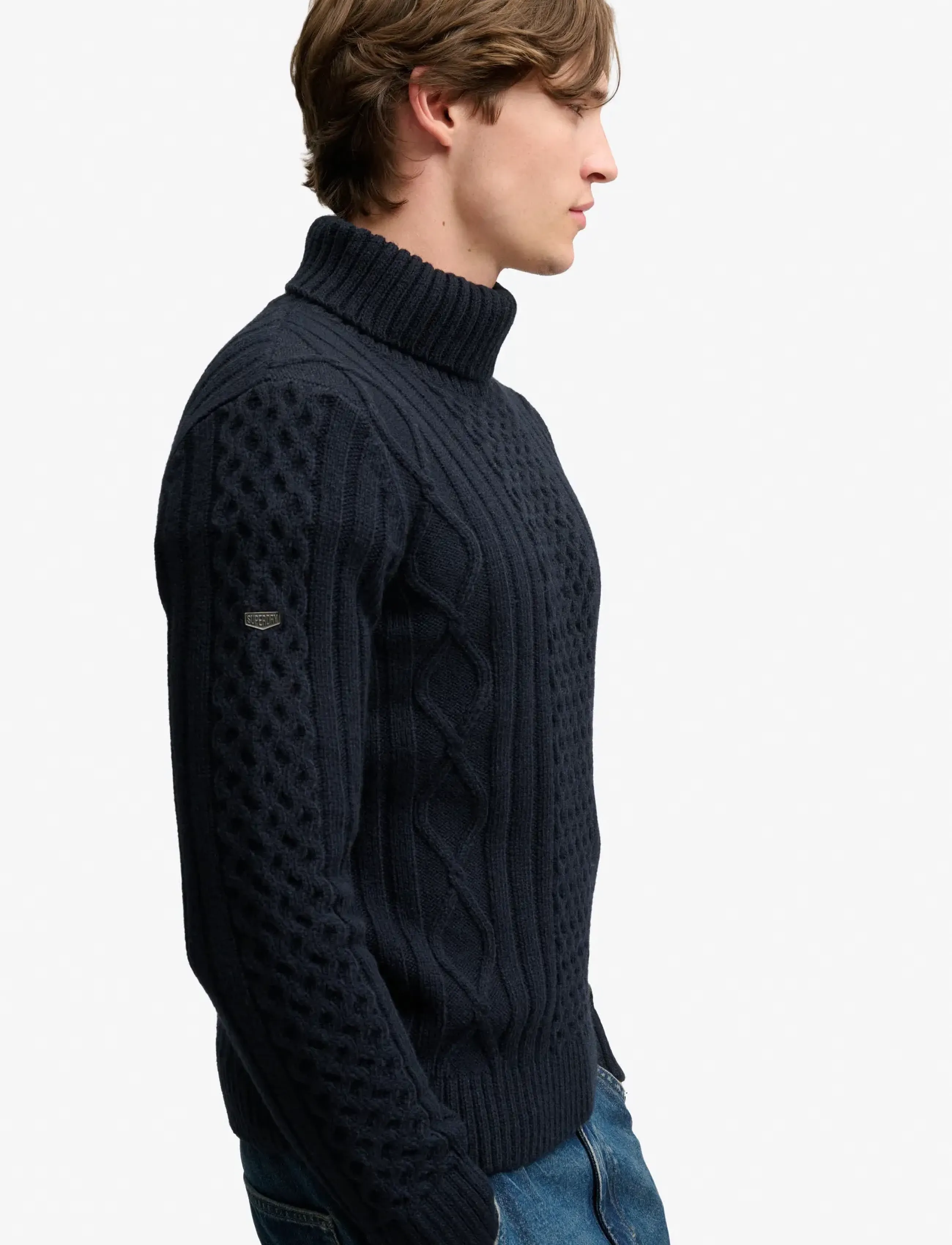 Superdry - JACOB CABLE ROLL NECK JUMPER - kõrge kaelusega - eclipse navy - 4