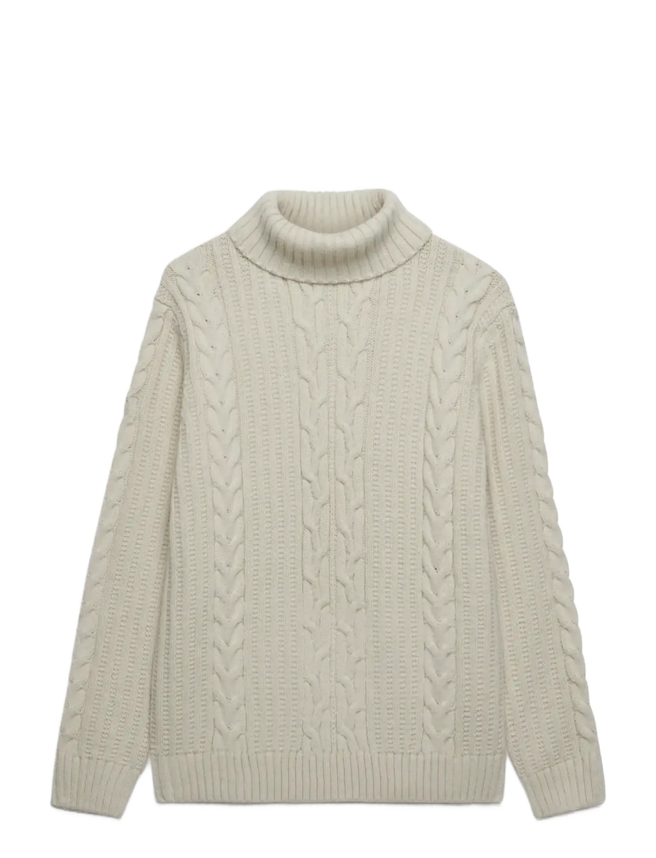 Superdry JACOB CABLE ROLL NECK JUMPER - Lediga festkläder - ECRU / cream