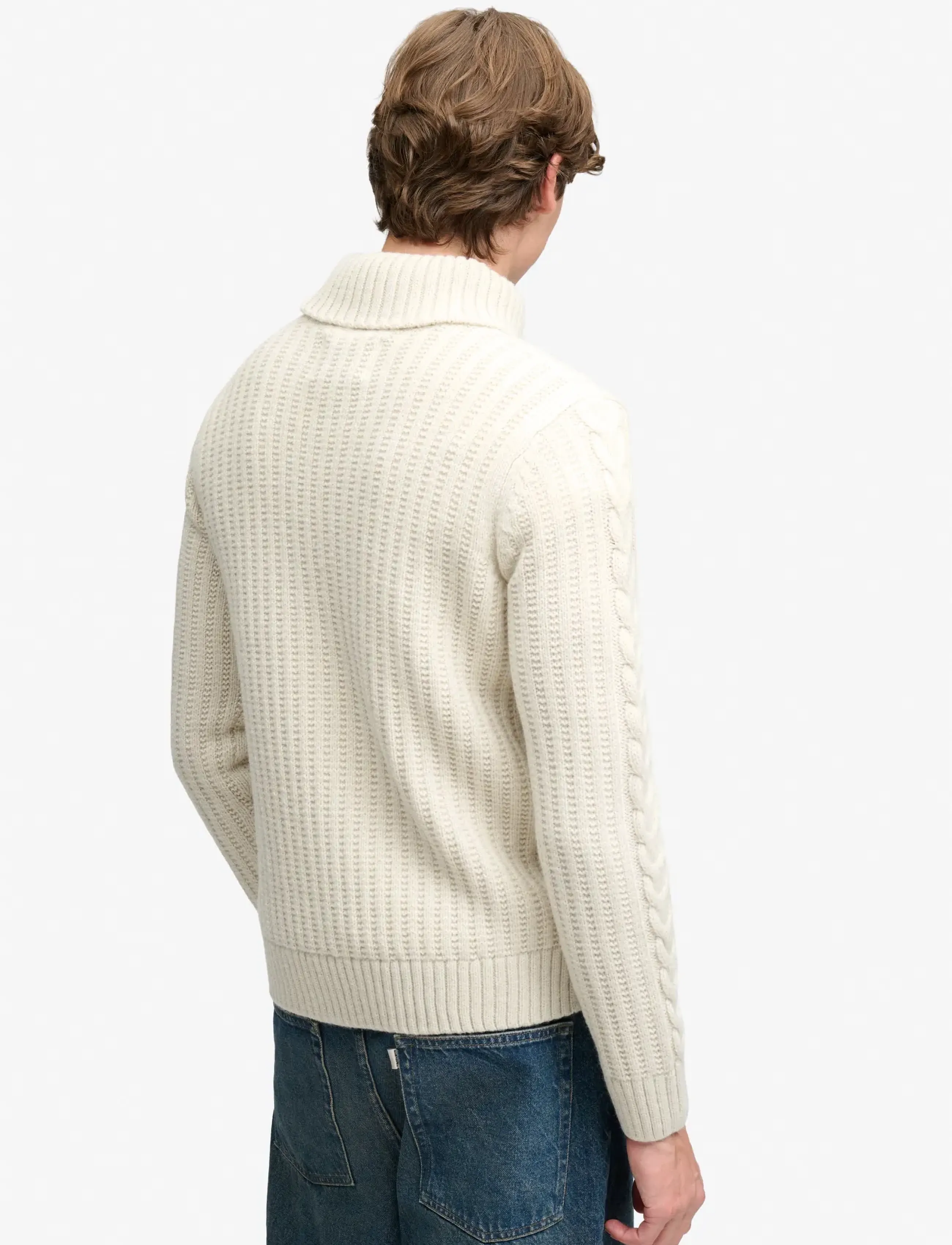 Superdry - JACOB CABLE ROLL NECK JUMPER - polokrage - ecru - 2