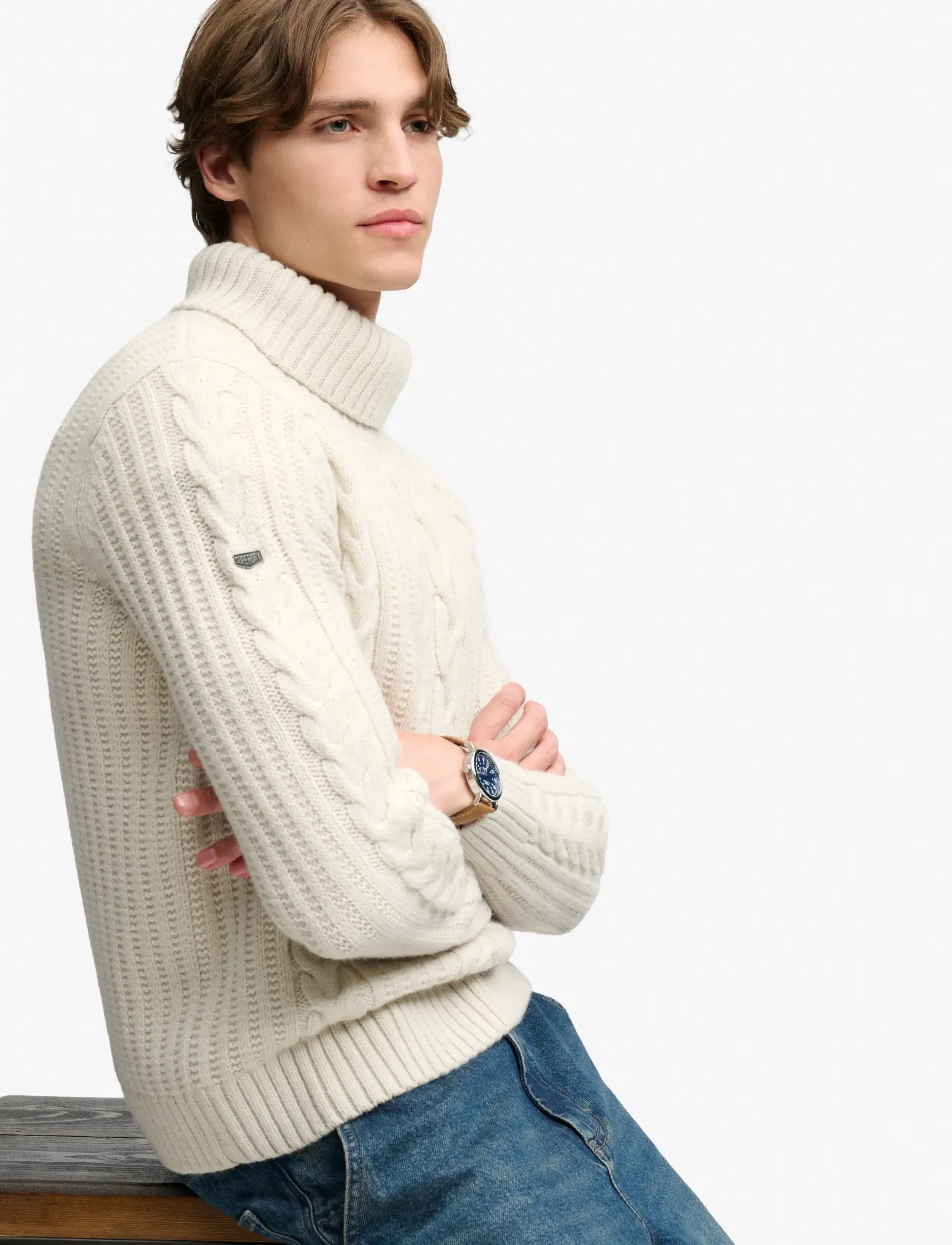 Superdry - JACOB CABLE ROLL NECK JUMPER - polokrage - ecru - 4