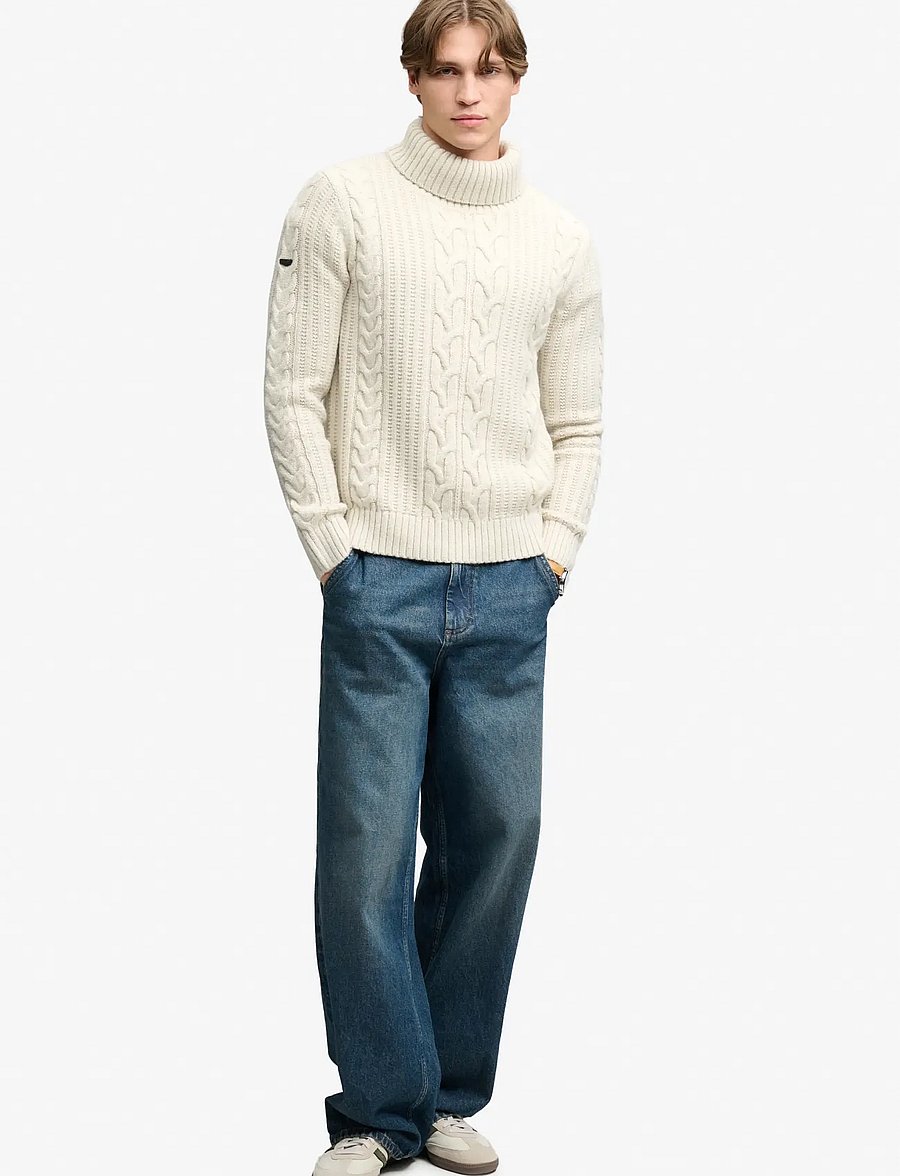 Superdry - JACOB CABLE ROLL NECK JUMPER - polokrage - ecru - 5