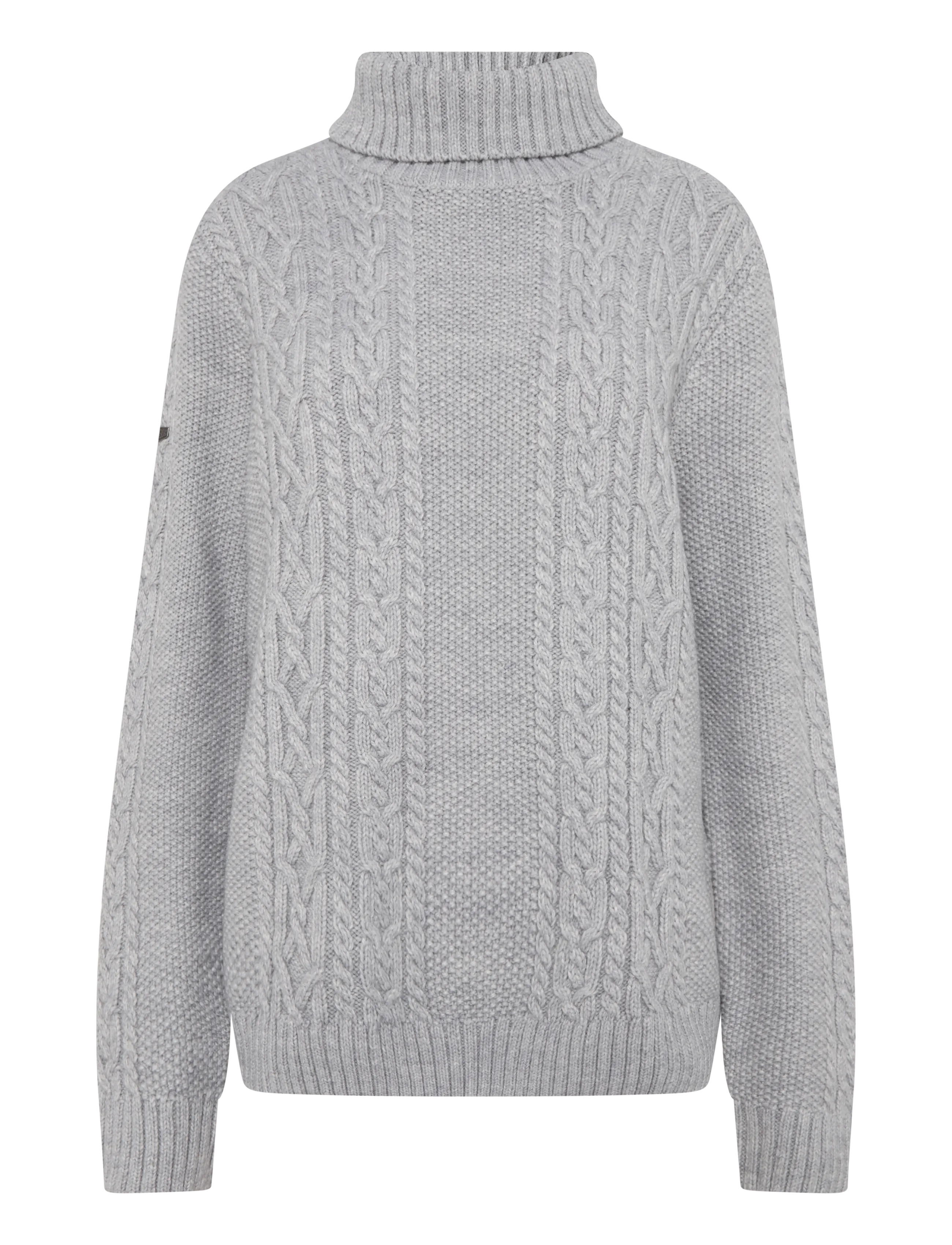 Superdry Jacob Cable Roll Neck Jumper, Herren, Zopfstrick Rollkragenpullover, Grau, Gr: S