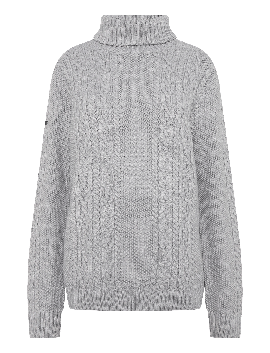 Superdry - JACOB CABLE ROLL NECK JUMPER - turtlenecks - mid grey - 1