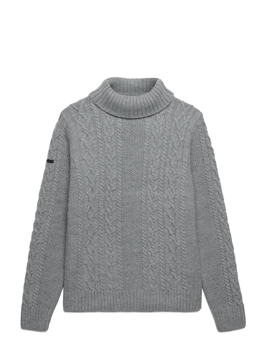 Superdry - JACOB CABLE ROLL NECK JUMPER - kõrge kaelusega - mid grey - 1