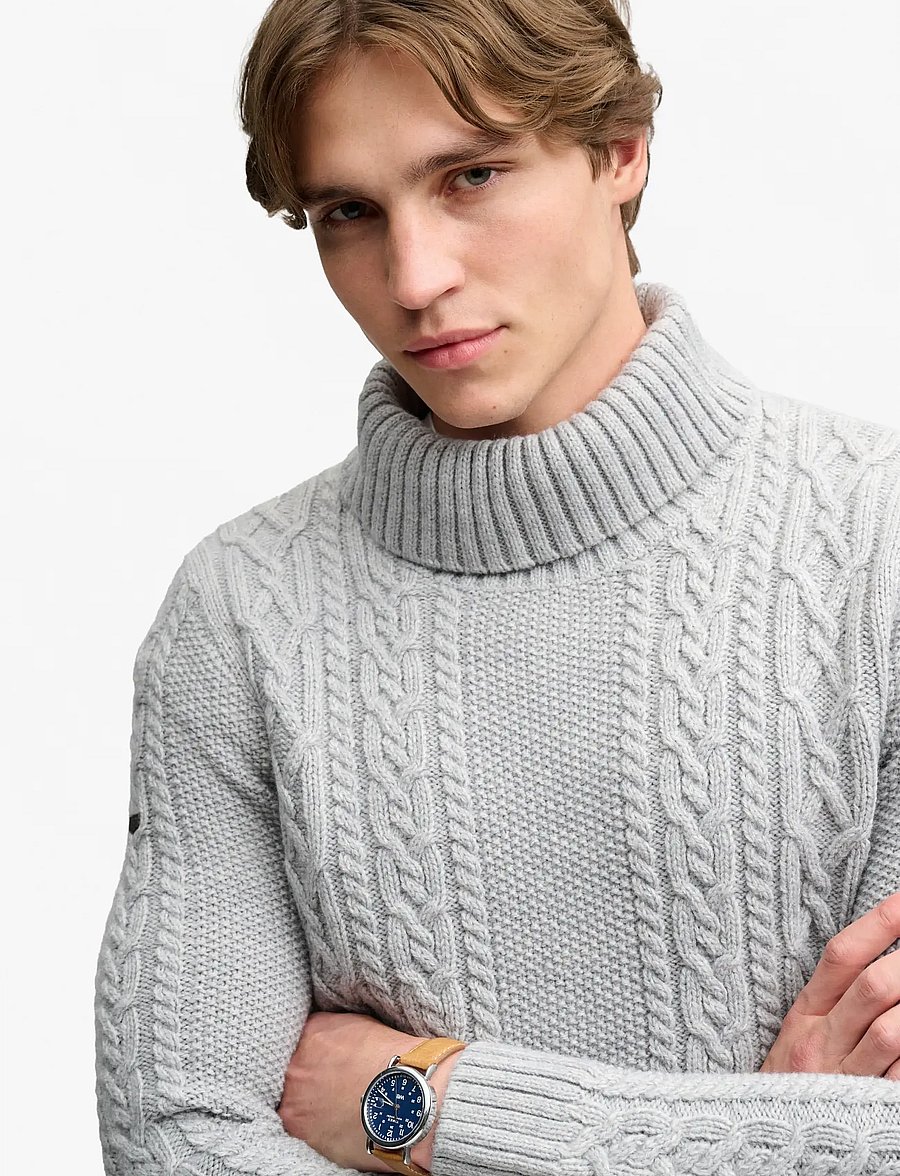 Superdry - JACOB CABLE ROLL NECK JUMPER - kõrge kaelusega - mid grey - 3