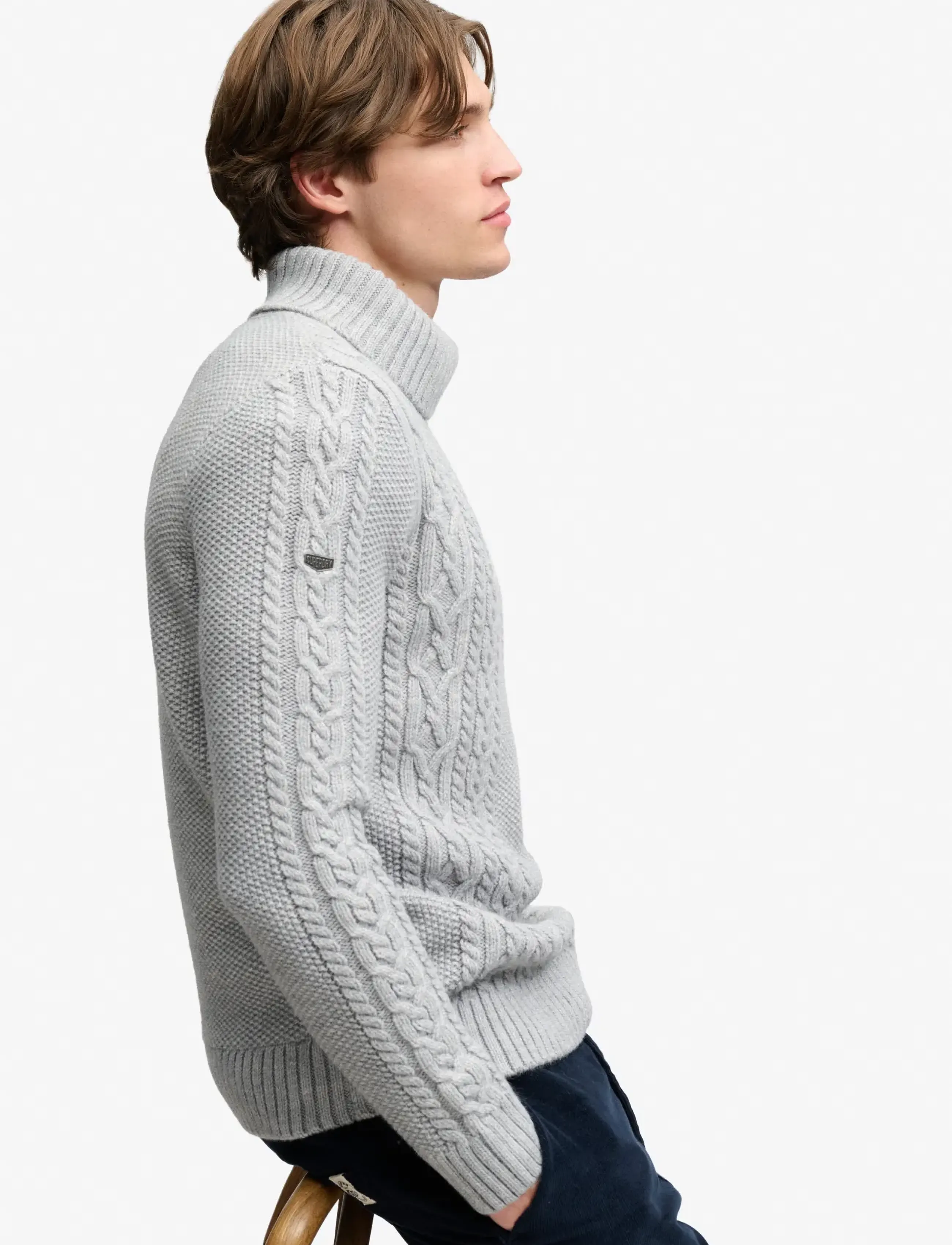 Superdry - JACOB CABLE ROLL NECK JUMPER - kõrge kaelusega - mid grey - 4