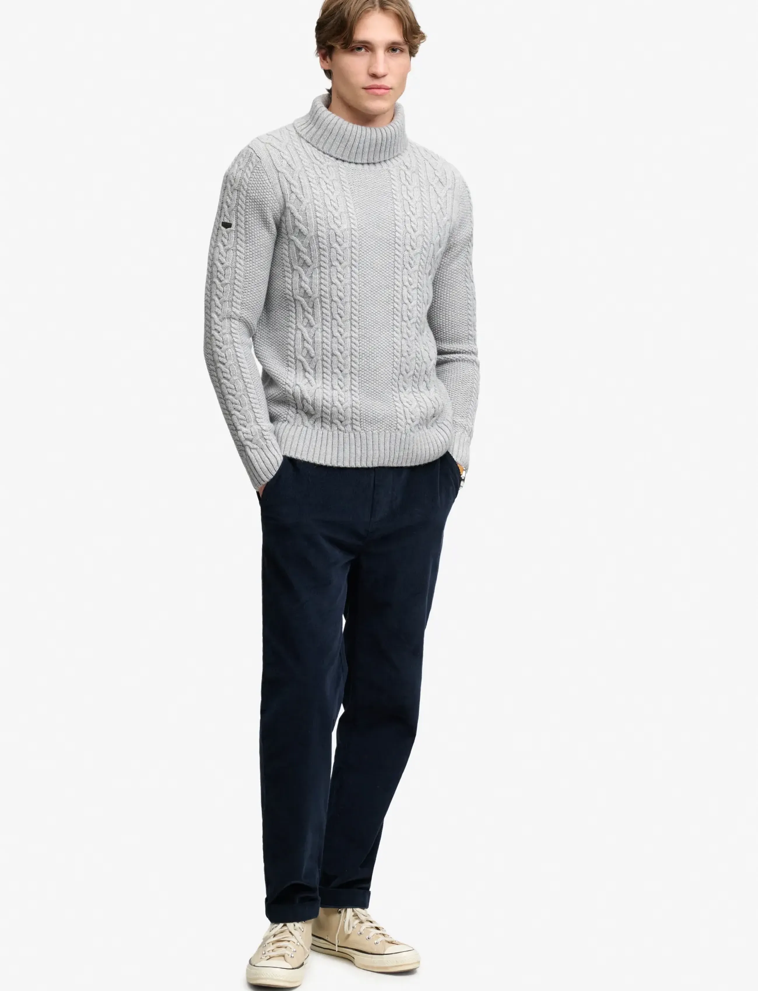 Superdry - JACOB CABLE ROLL NECK JUMPER - kõrge kaelusega - mid grey - 5