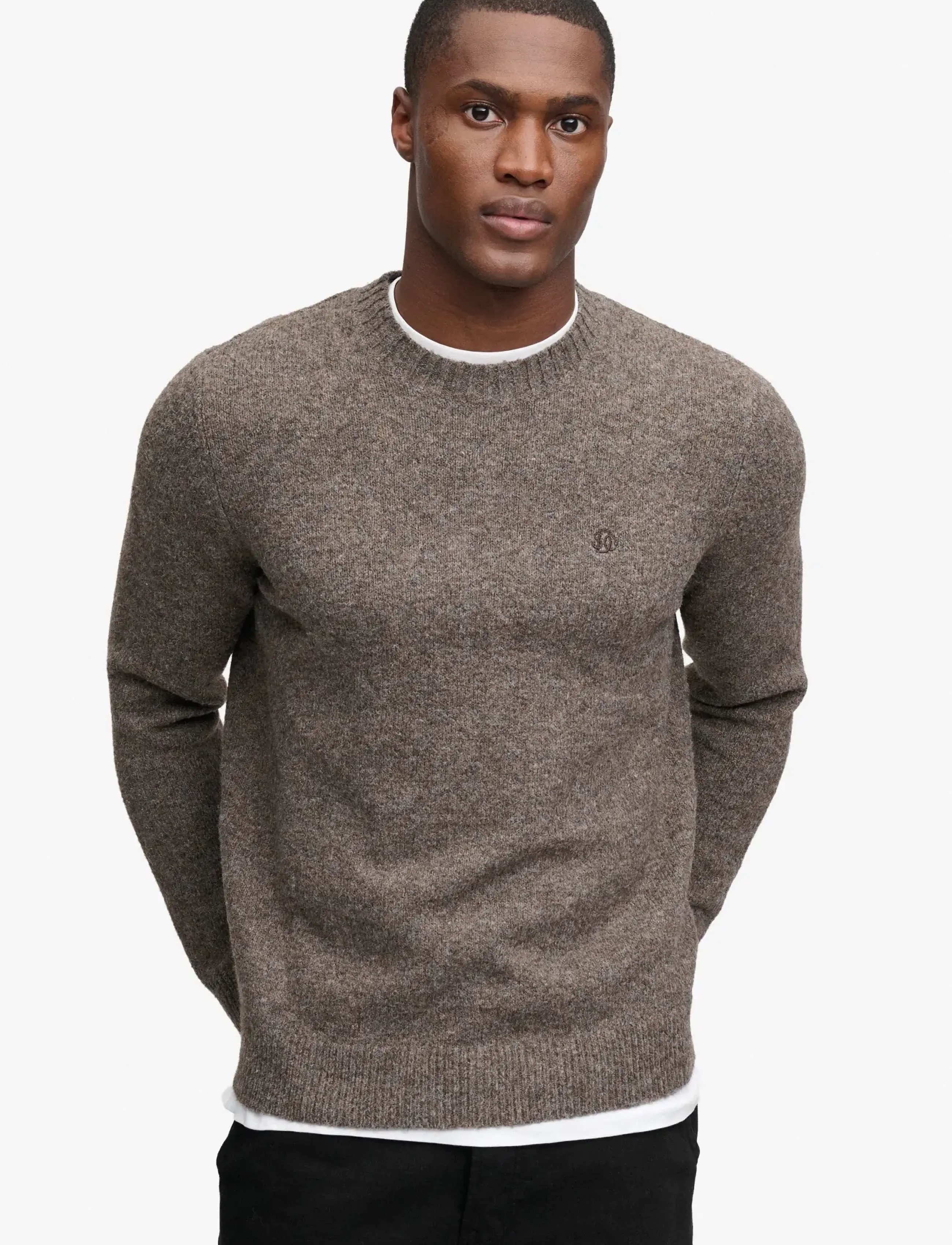 Superdry - BRUSHED KNITTED JUMPER - round necks - cocoa brown fleck - 0