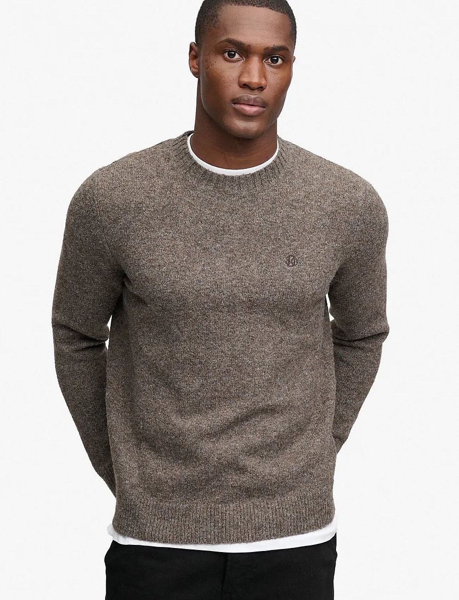 Superdry - BRUSHED KNITTED JUMPER - round necks - cocoa brown fleck - 0