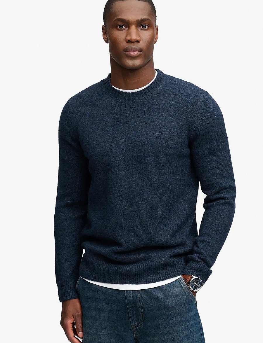 Superdry - BRUSHED KNITTED JUMPER - round necks - dark navy fleck - 0