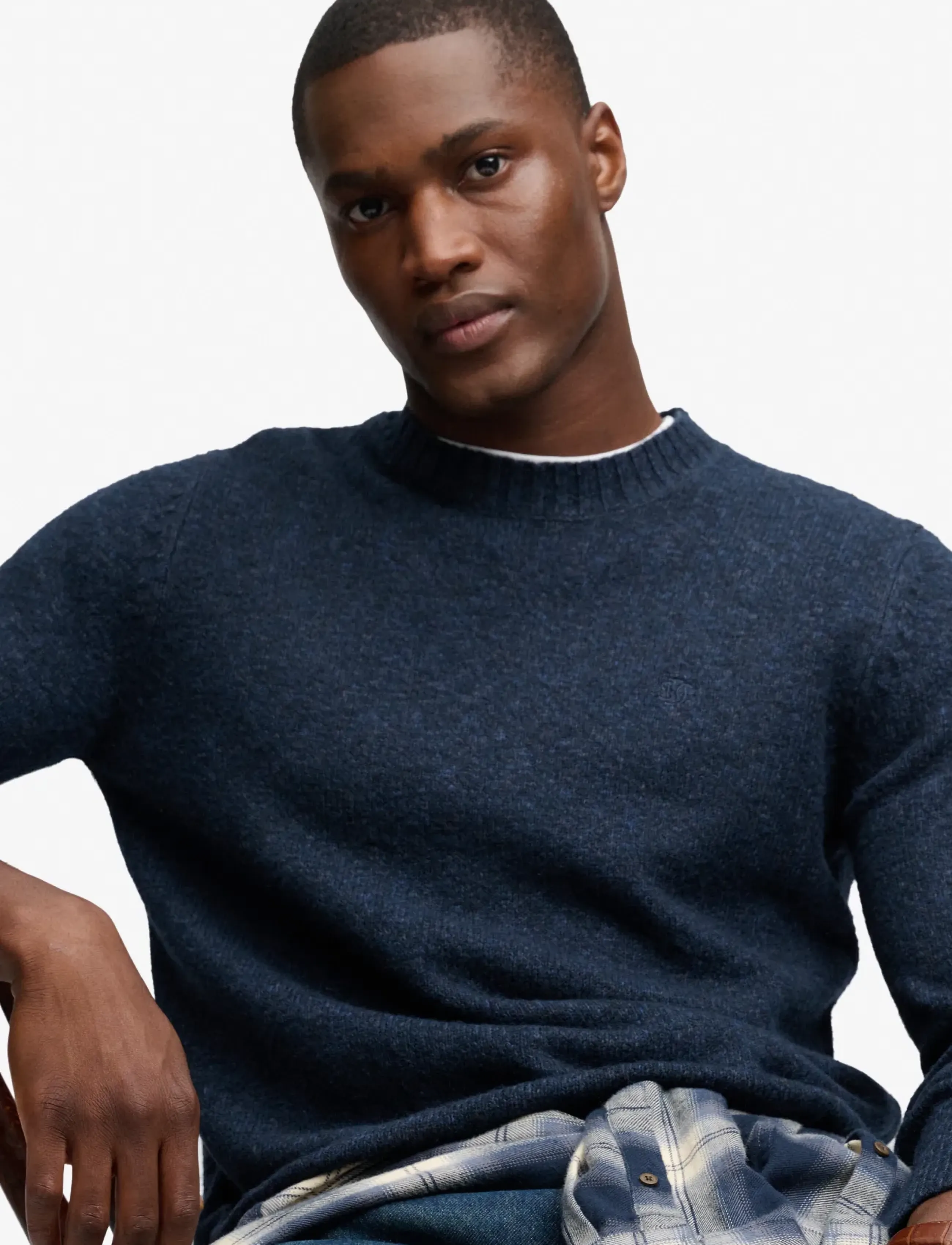 Superdry - BRUSHED KNITTED JUMPER - round necks - dark navy fleck - 4