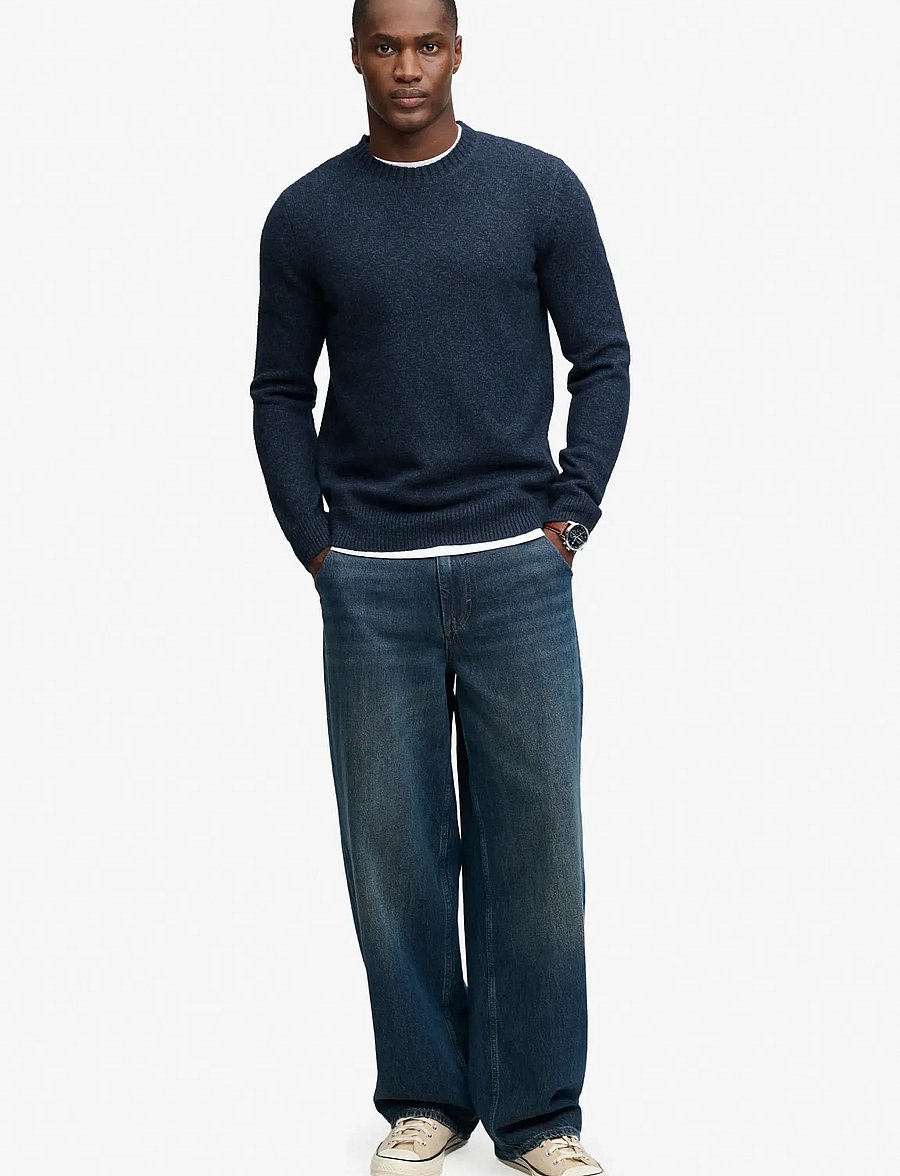 Superdry - BRUSHED KNITTED JUMPER - round necks - dark navy fleck - 5