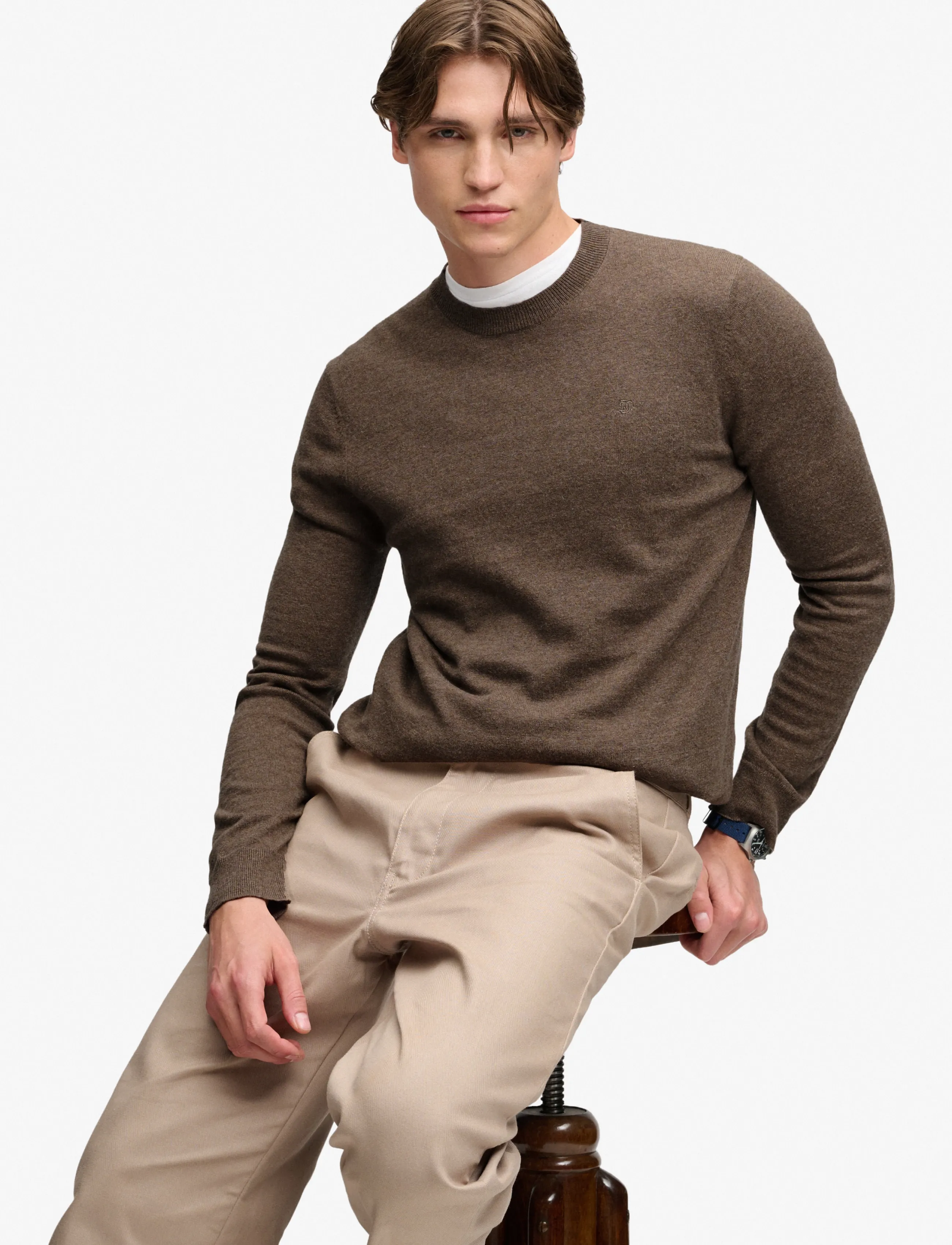 Superdry - ESSENTIAL LW WOOL BLEND JUMPER - rundhalsad - biscuit brown marl - 4