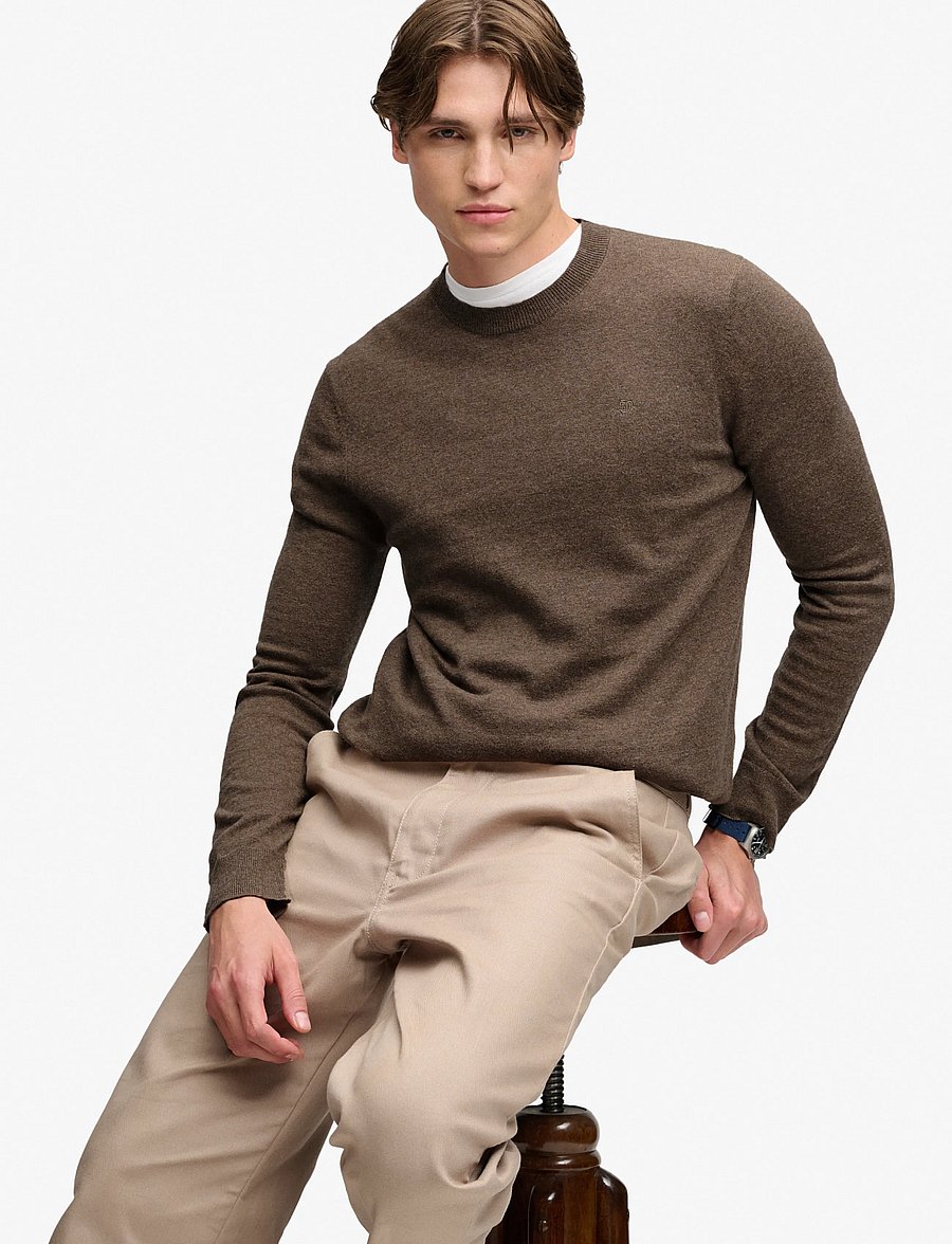 Superdry - ESSENTIAL LW WOOL BLEND JUMPER - rundhalsad - biscuit brown marl - 4