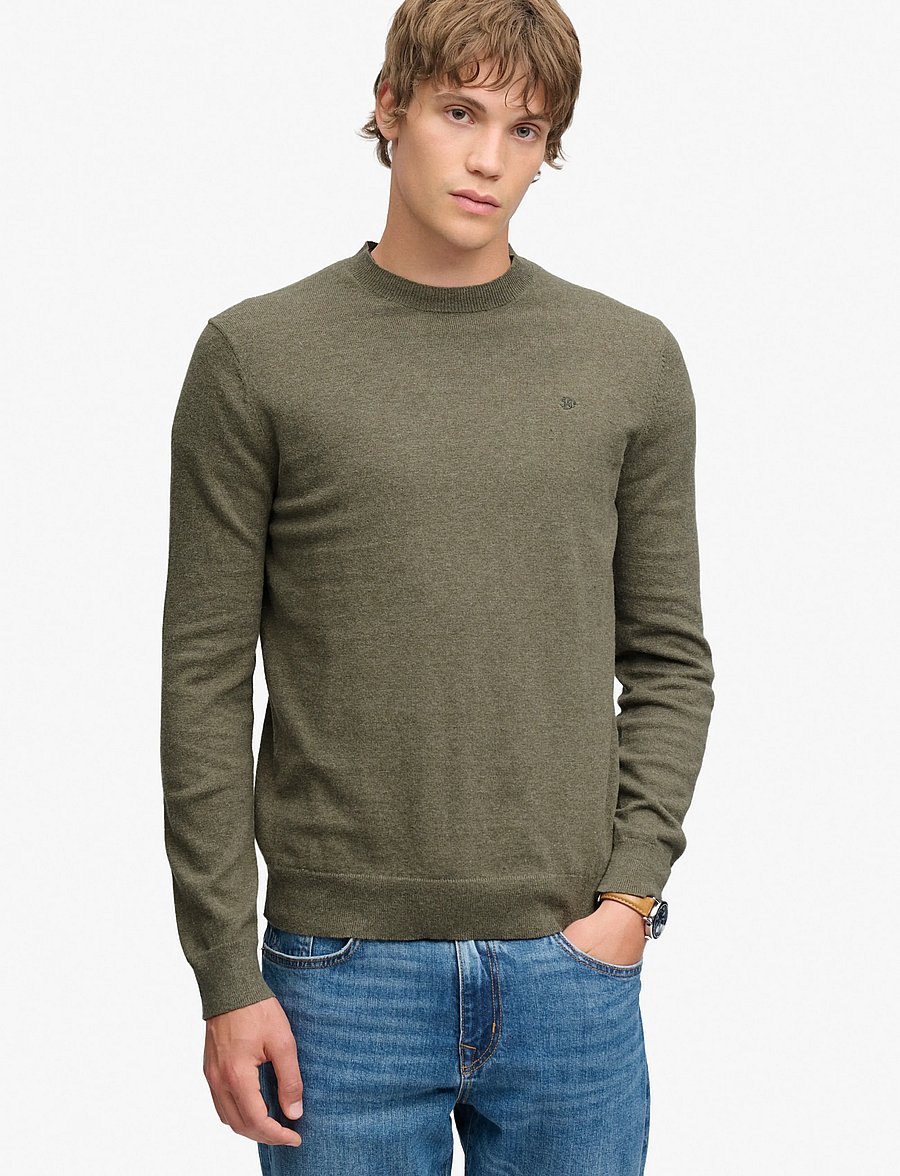 Superdry - ESSENTIAL LW WOOL BLEND JUMPER - rundhalsad - lichen green marl - 0